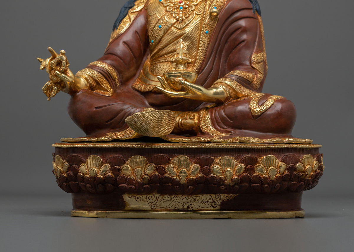Guru Rinpoche 24K Gold-Coated Statue | Tibetan Guru Figurine