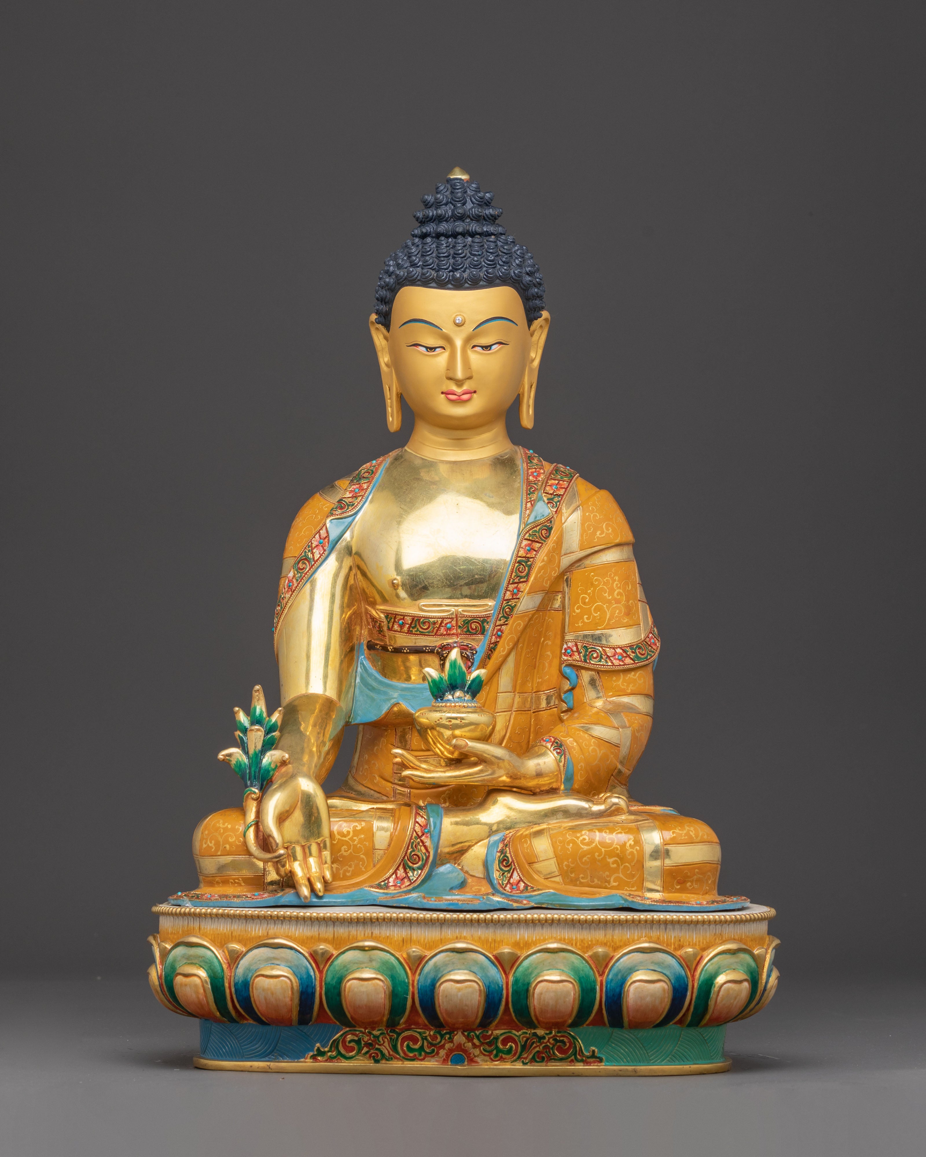 Golden Healing Statue of Medicine Buddha | Divine Healer