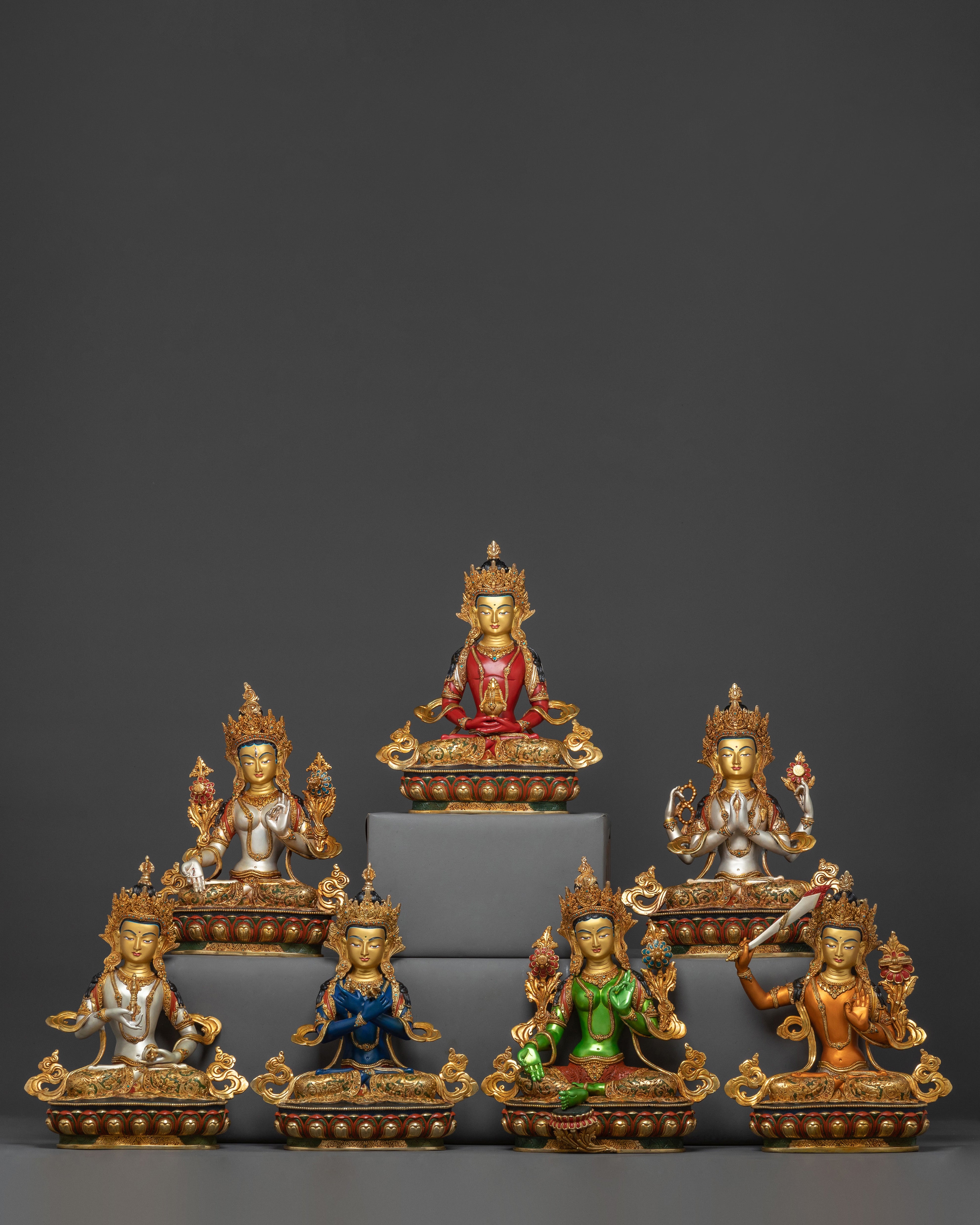 Seven Bodhisattva Divine Statue Set 