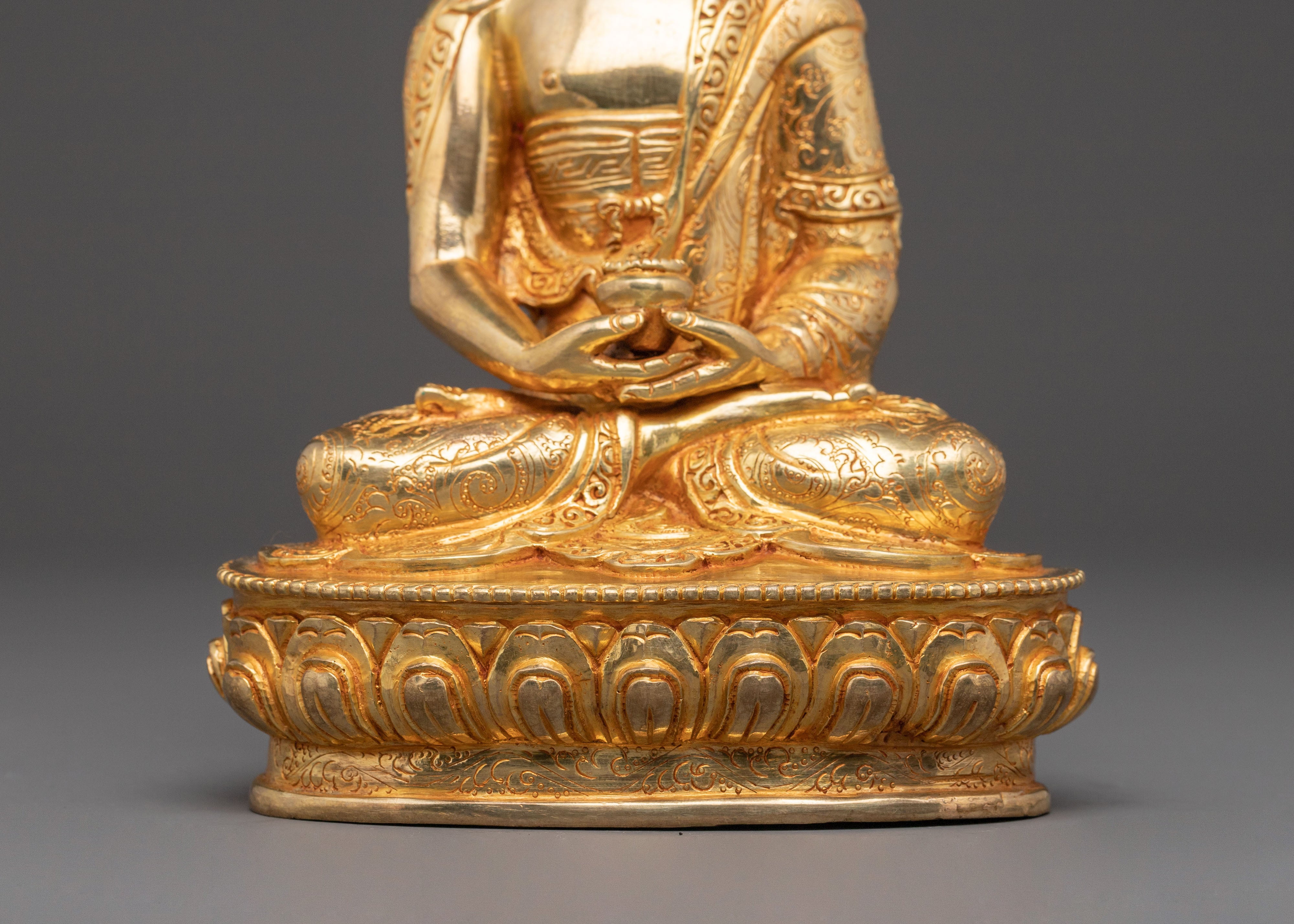 Serene Amitabha Buddha Statue - 24K Gold Gilded Art