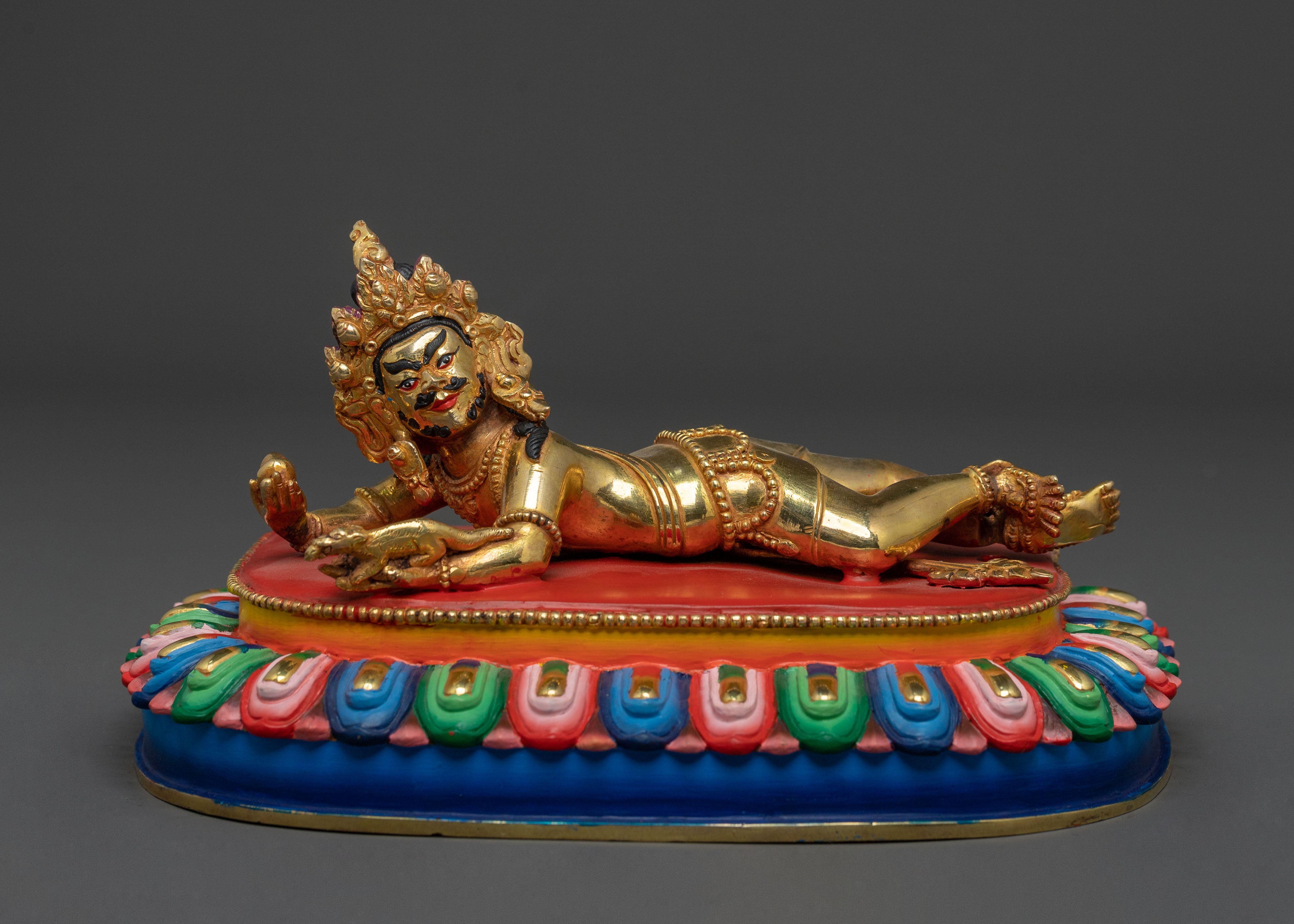 Black Dzambhala Wealth Deity Statue for Rituals