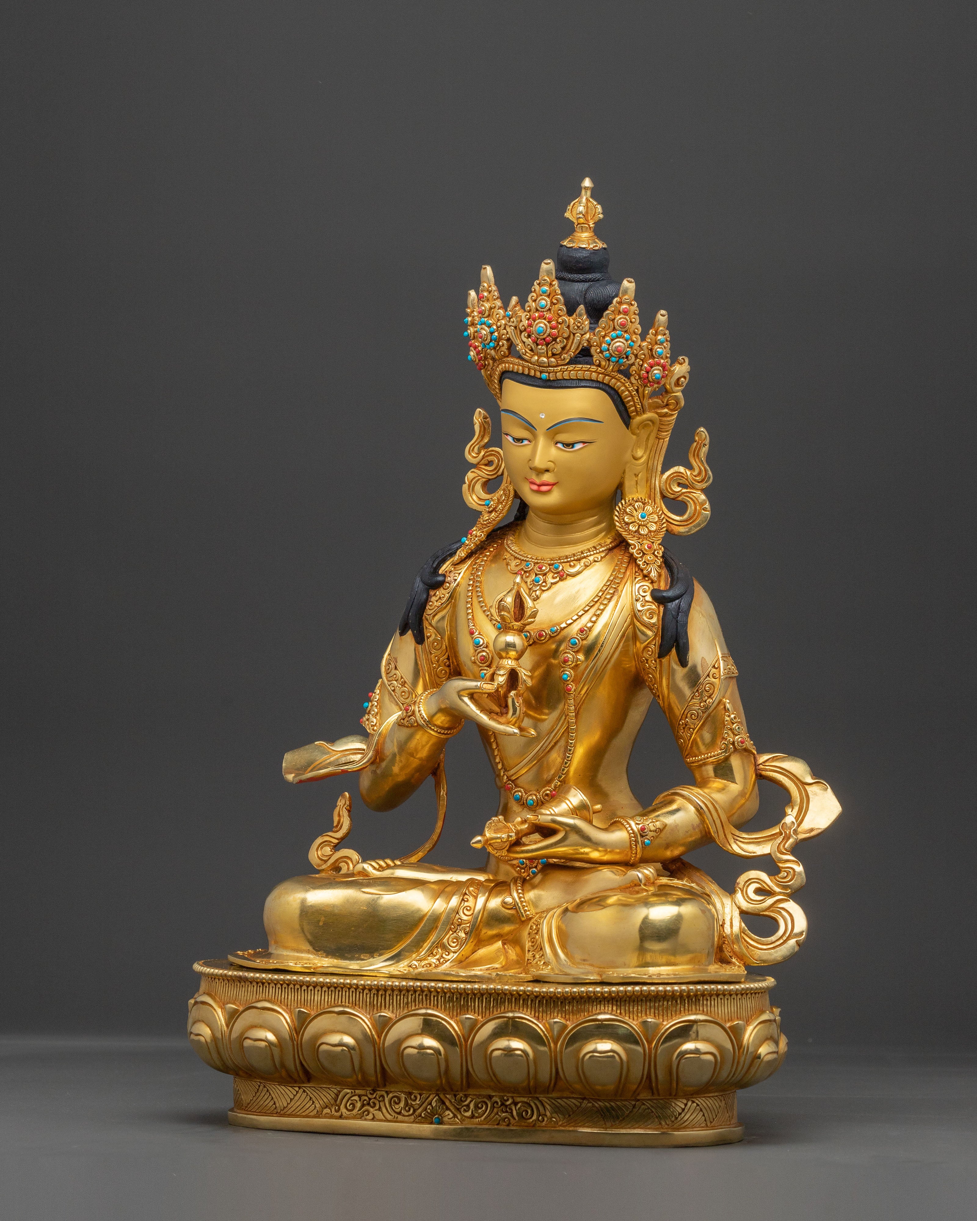 Vajrasattva Wisdom Purifier Statue: Gilded Copper Artwork