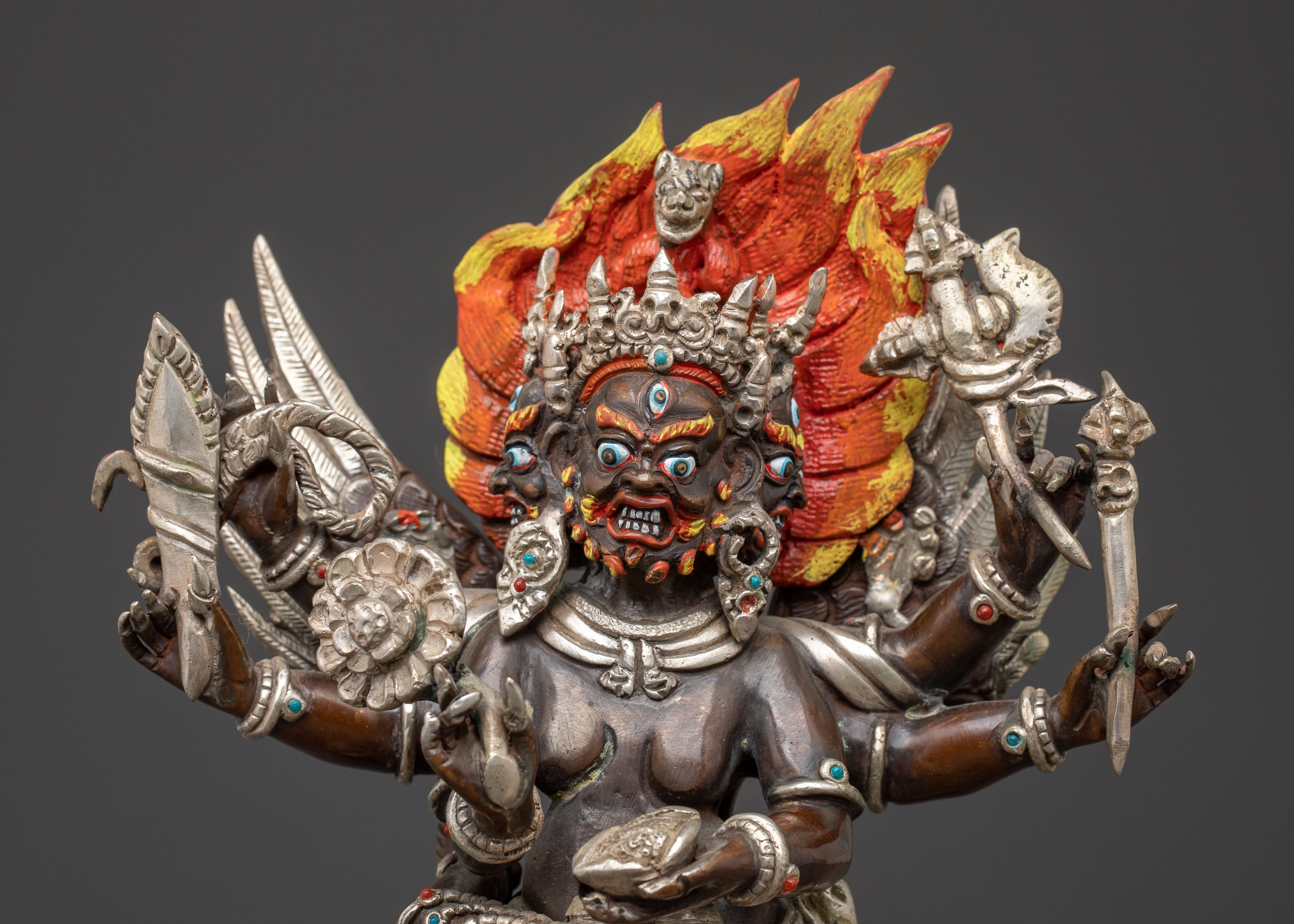 Hayagriva Vajrayana Deity - Oxidized Copper Spiritual Statue
