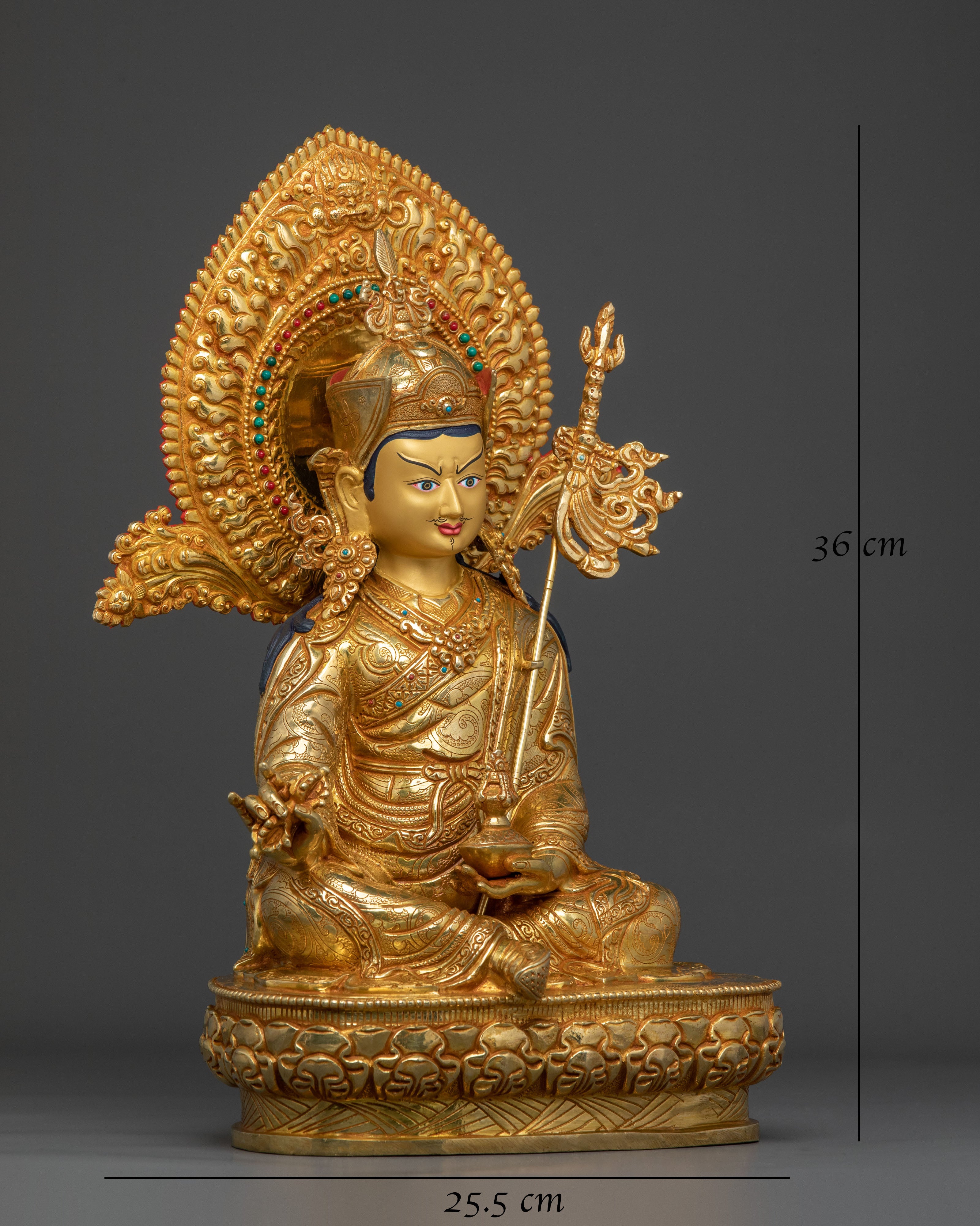 Buddhist Protector Guru Rinpoche Statue | 24K Gold Gilded Artwork