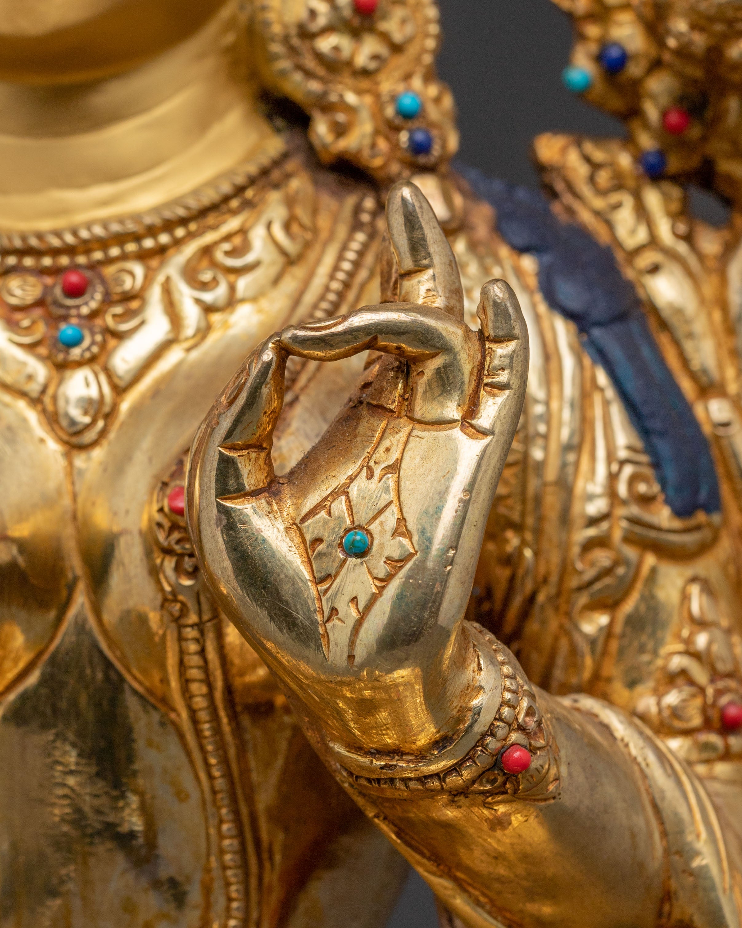 Guardian Green Tara Statue | 24K Gold Glided Alter Decor