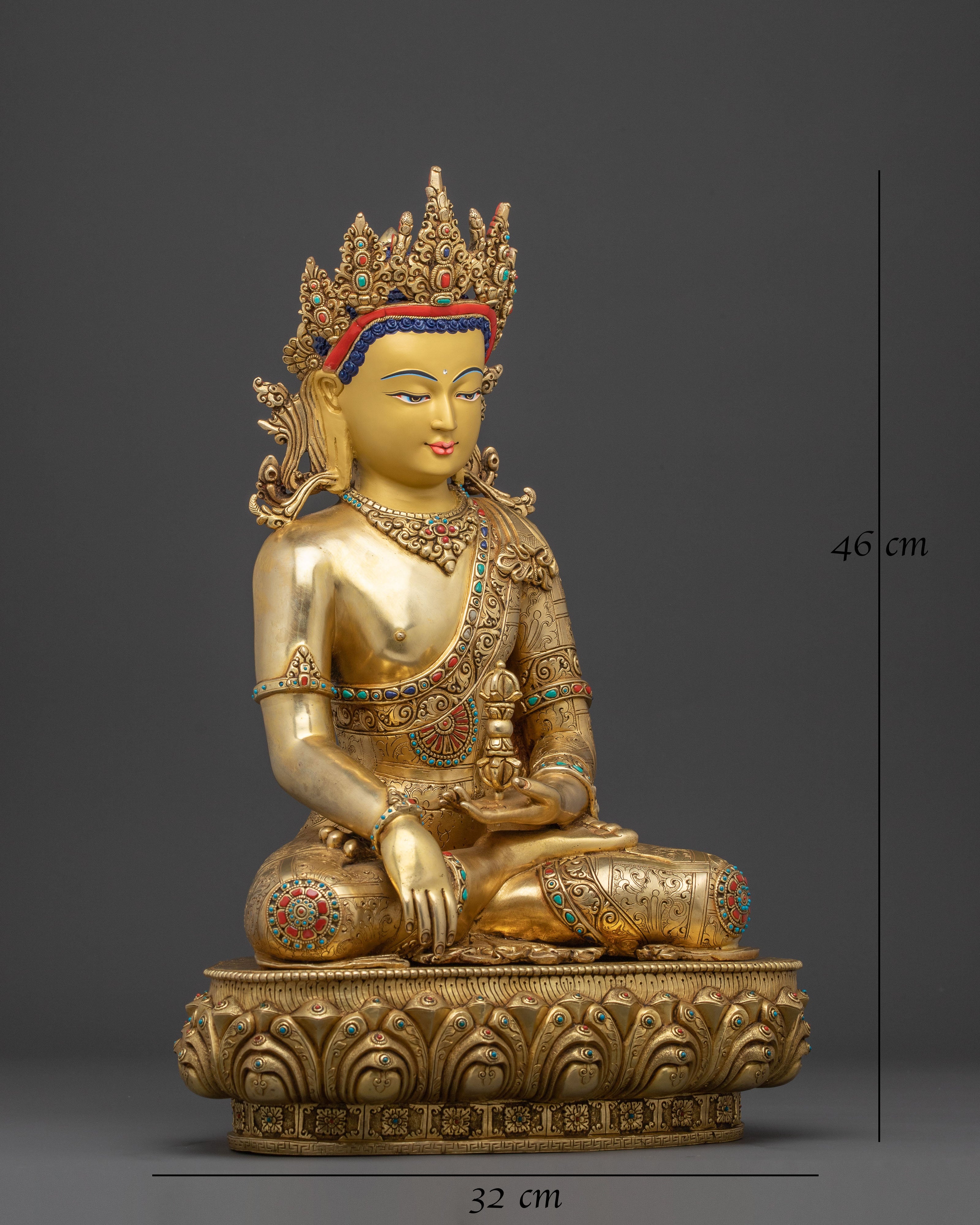 Mitrugpa Buddhist Protector Statue – Exquisite 24K Gold Gilded Artistry