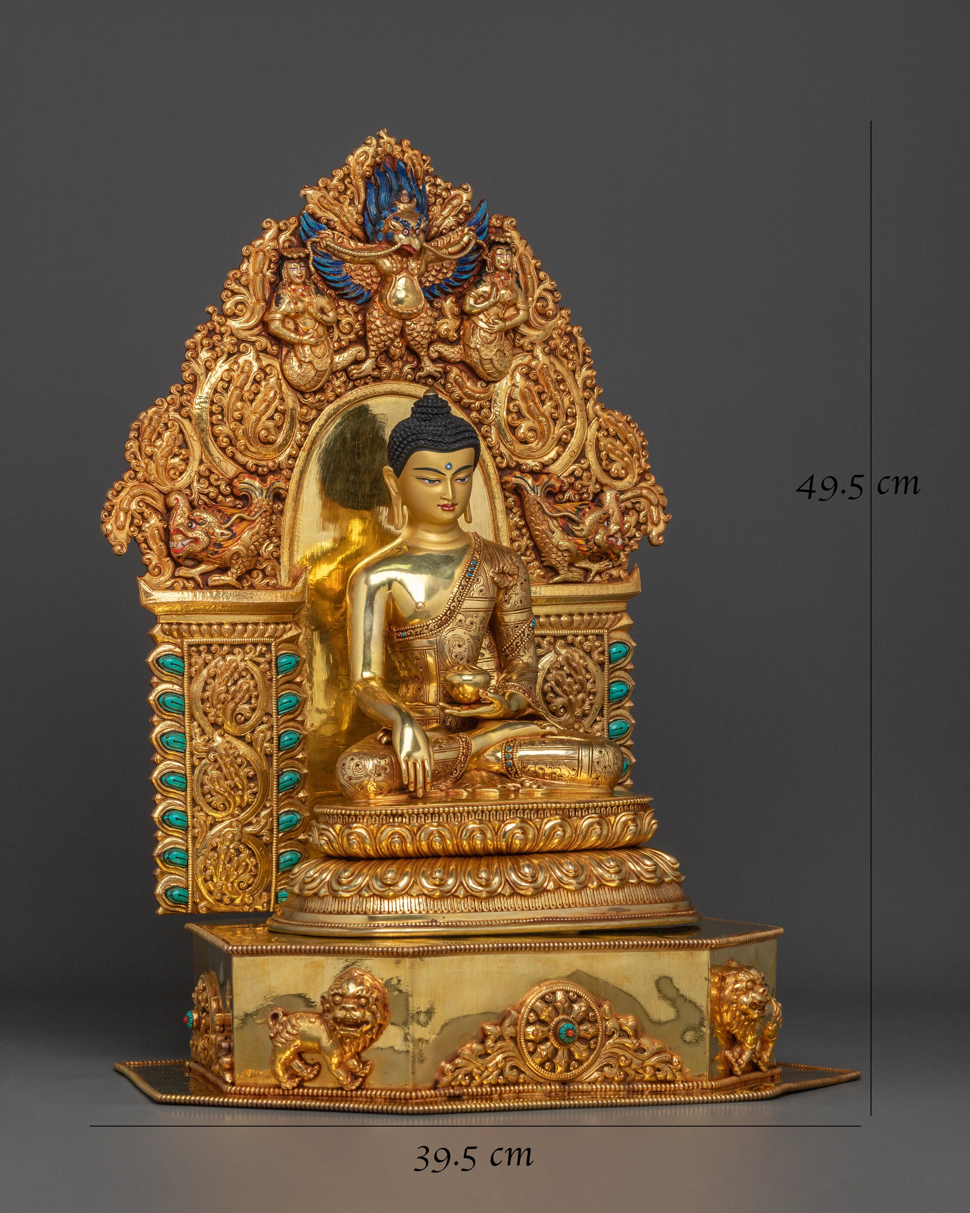 Shakyamuni Buddha Divine Sculpture on Throne