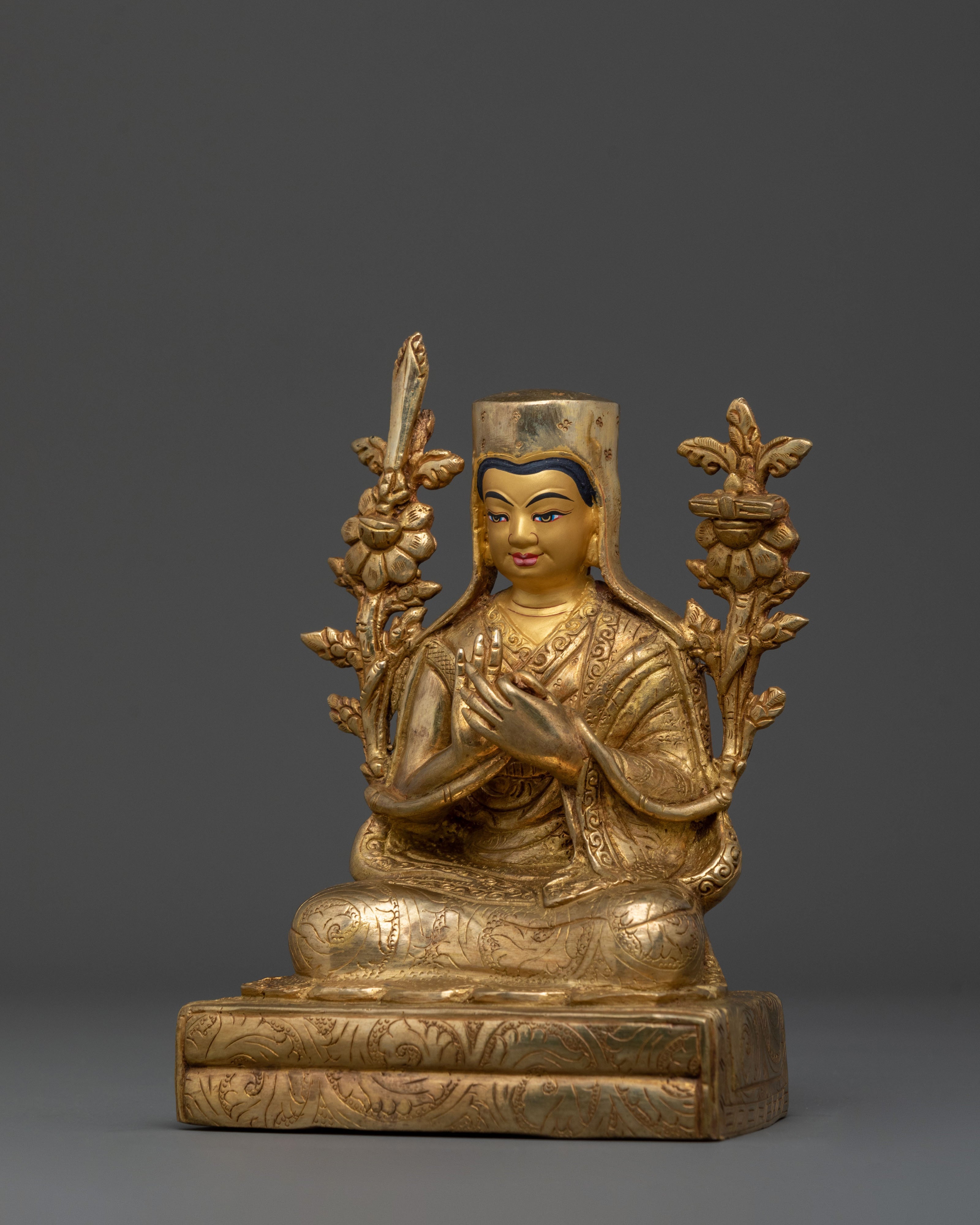 Buddhist Master Tsongkhapa Sacred Statue | Tibetan Buddhist Art (13x17.5 inches)