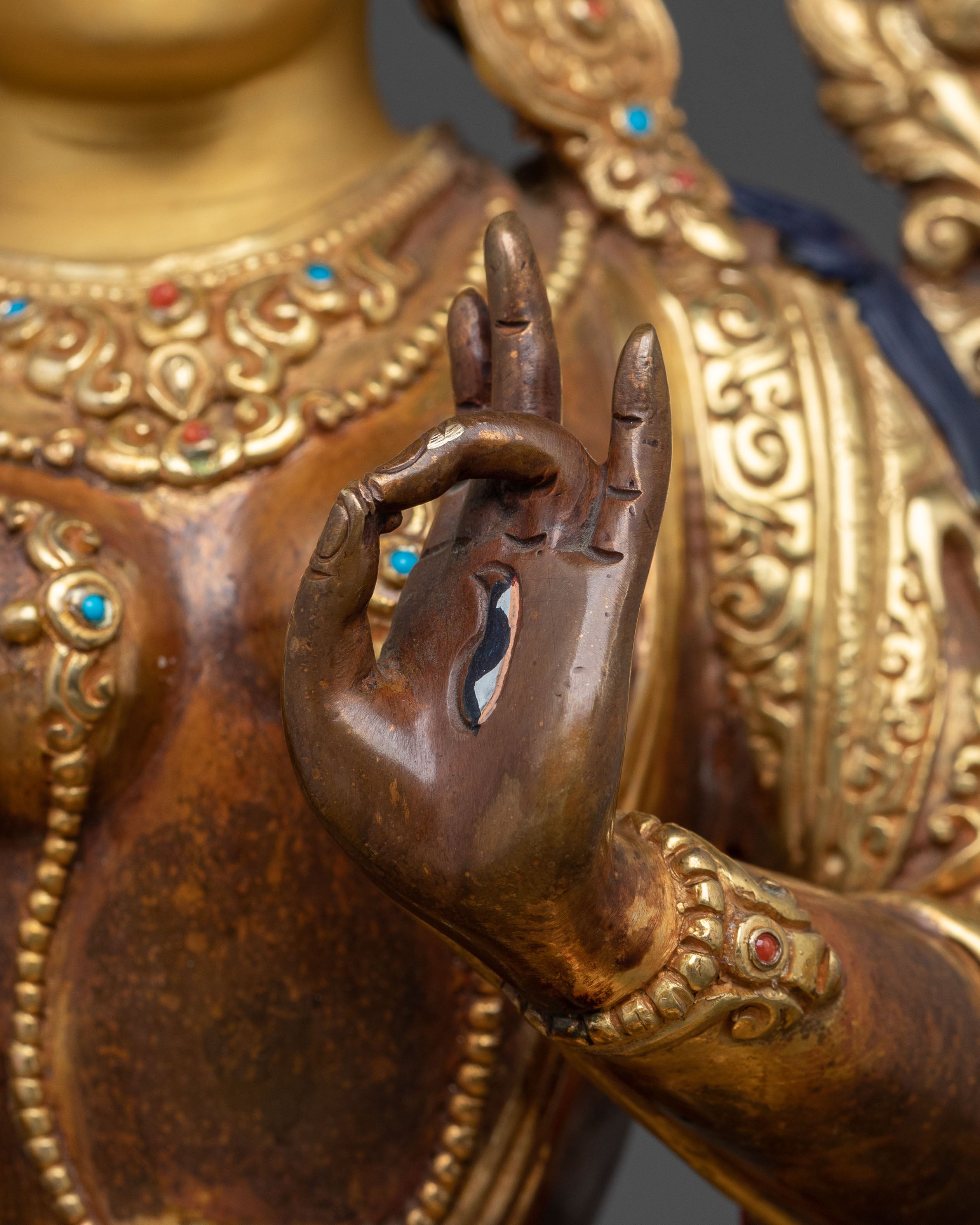 White Tara Sacred Feminine Statue | 24K Gold Gilded