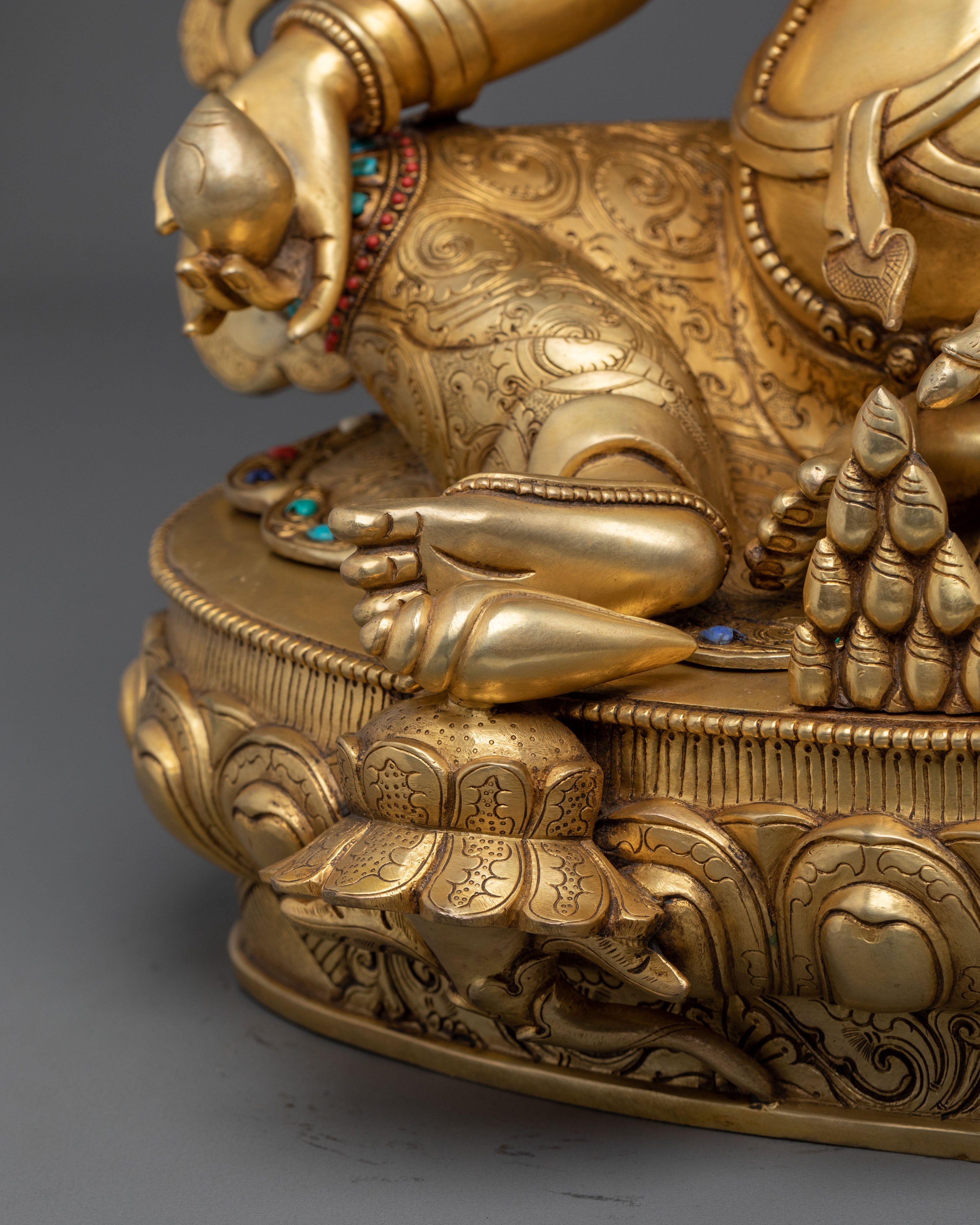 Dzambhala Sculpture |  24K Gold Gilded Wealth Deity