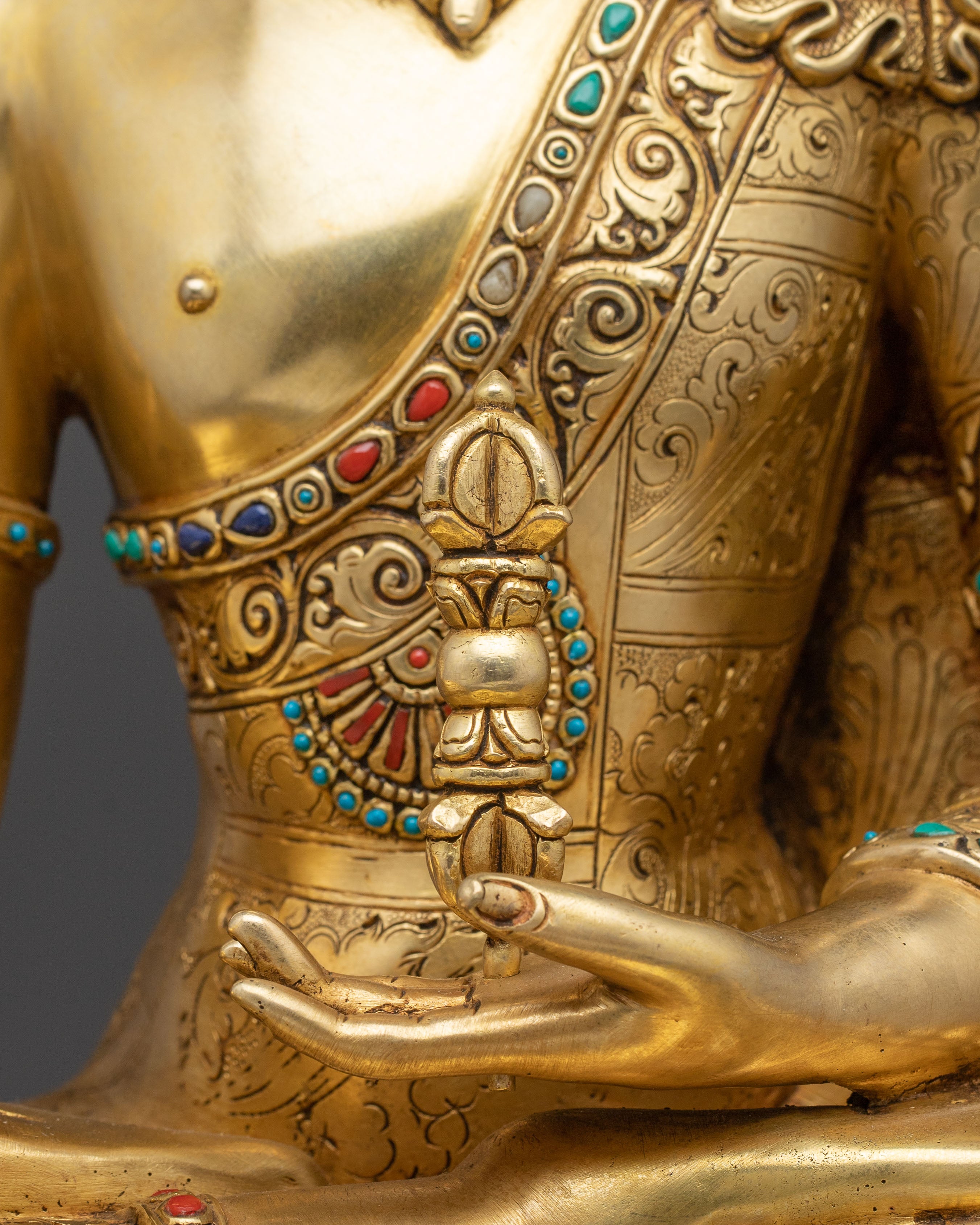 Mitrugpa Buddhist Protector Statue – Exquisite 24K Gold Gilded Artistry