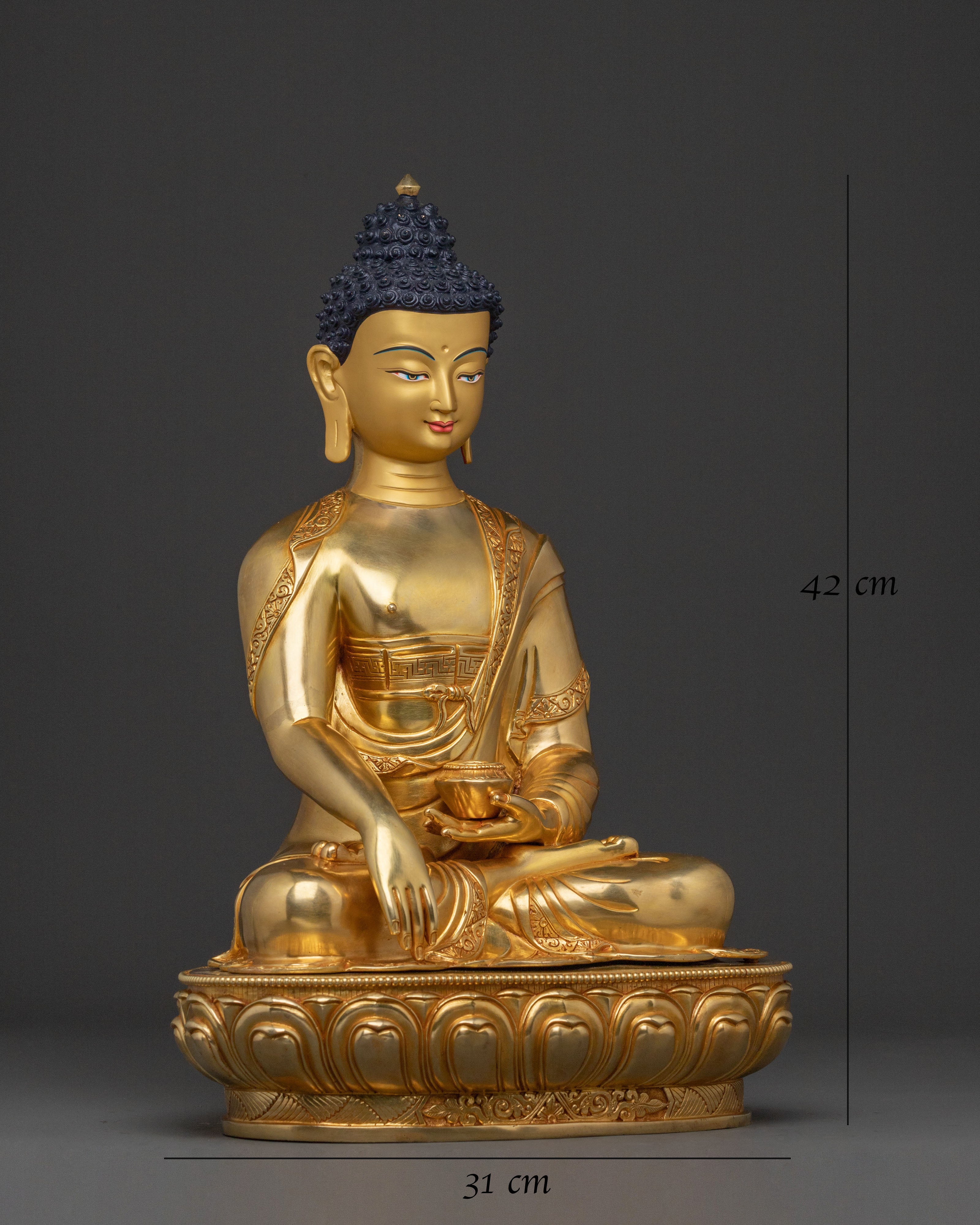 Shakyamuni Buddha Statue | 24K Gold Gilded Figure