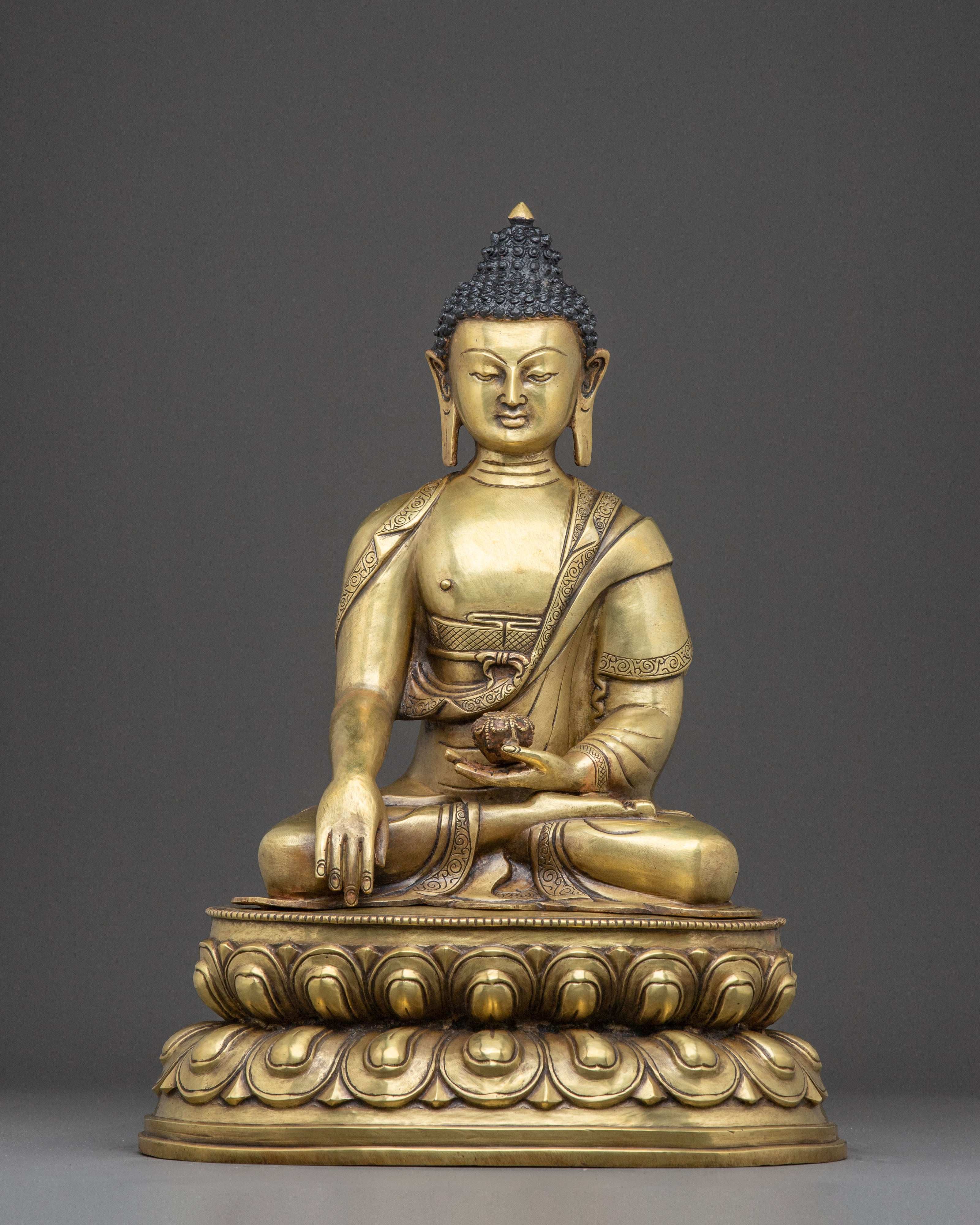Radiant Copper Sculpture of Buddha Shakyamuni