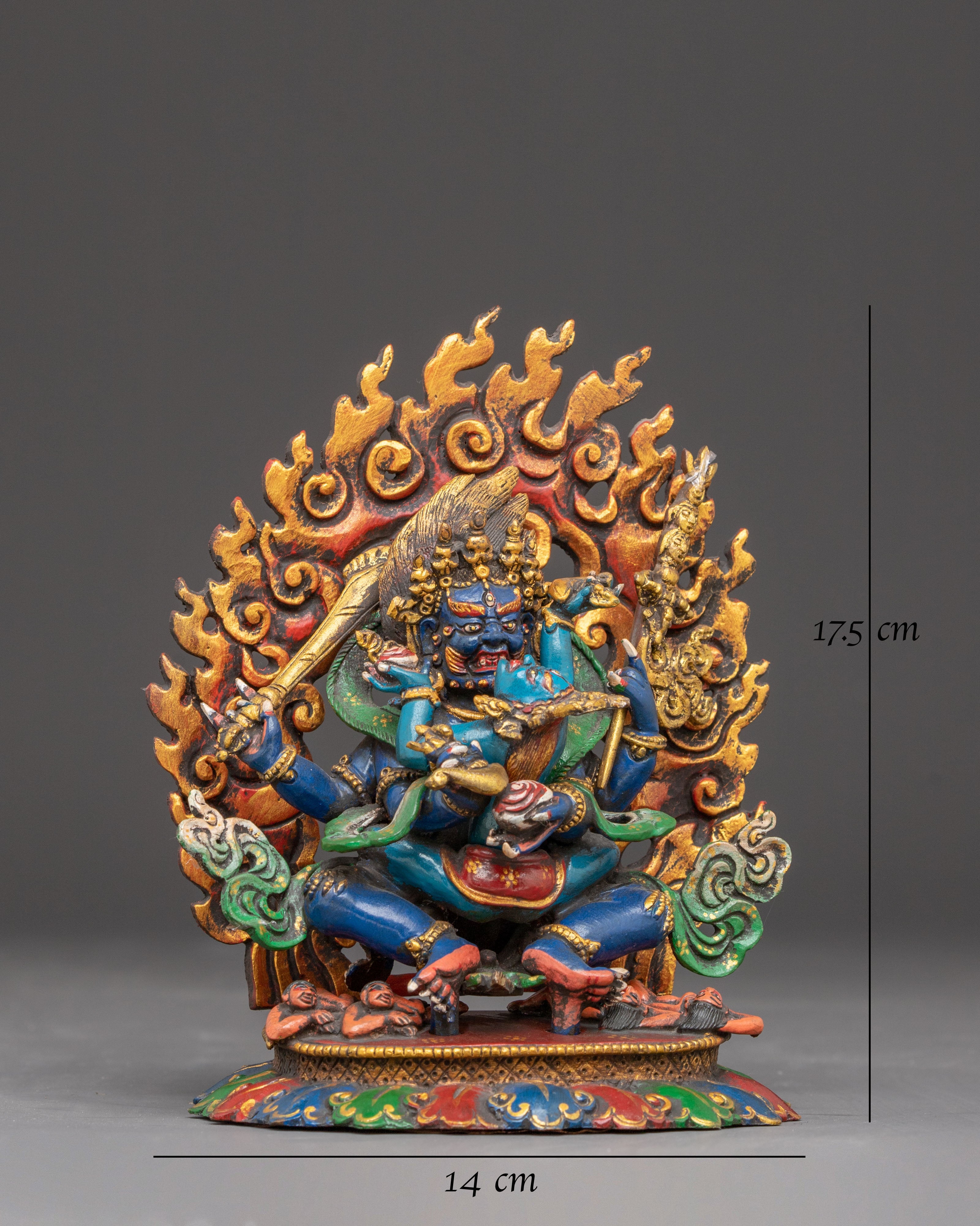 Four-Armed Mahakala Copper Statue | Protector of the Dharma