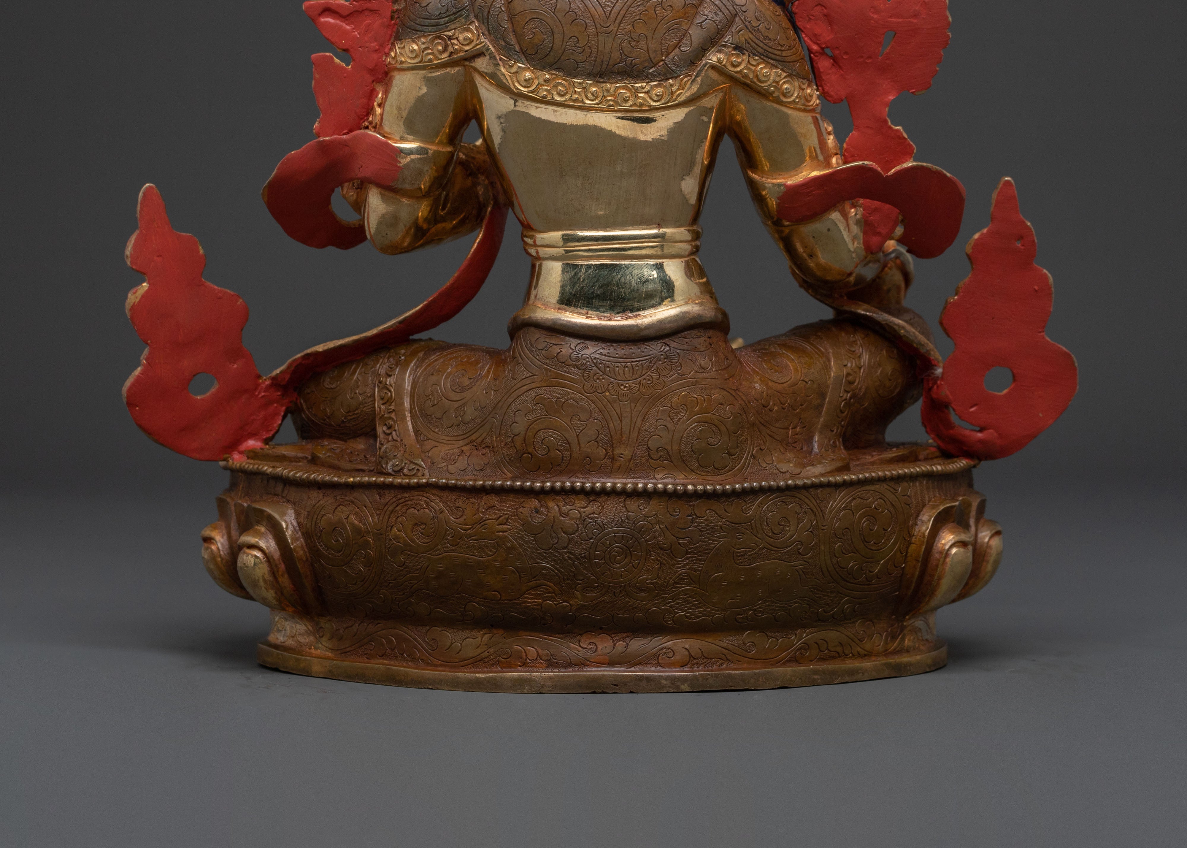 Green Tara Statue: 24K Gold Gilded Copper Sculpture