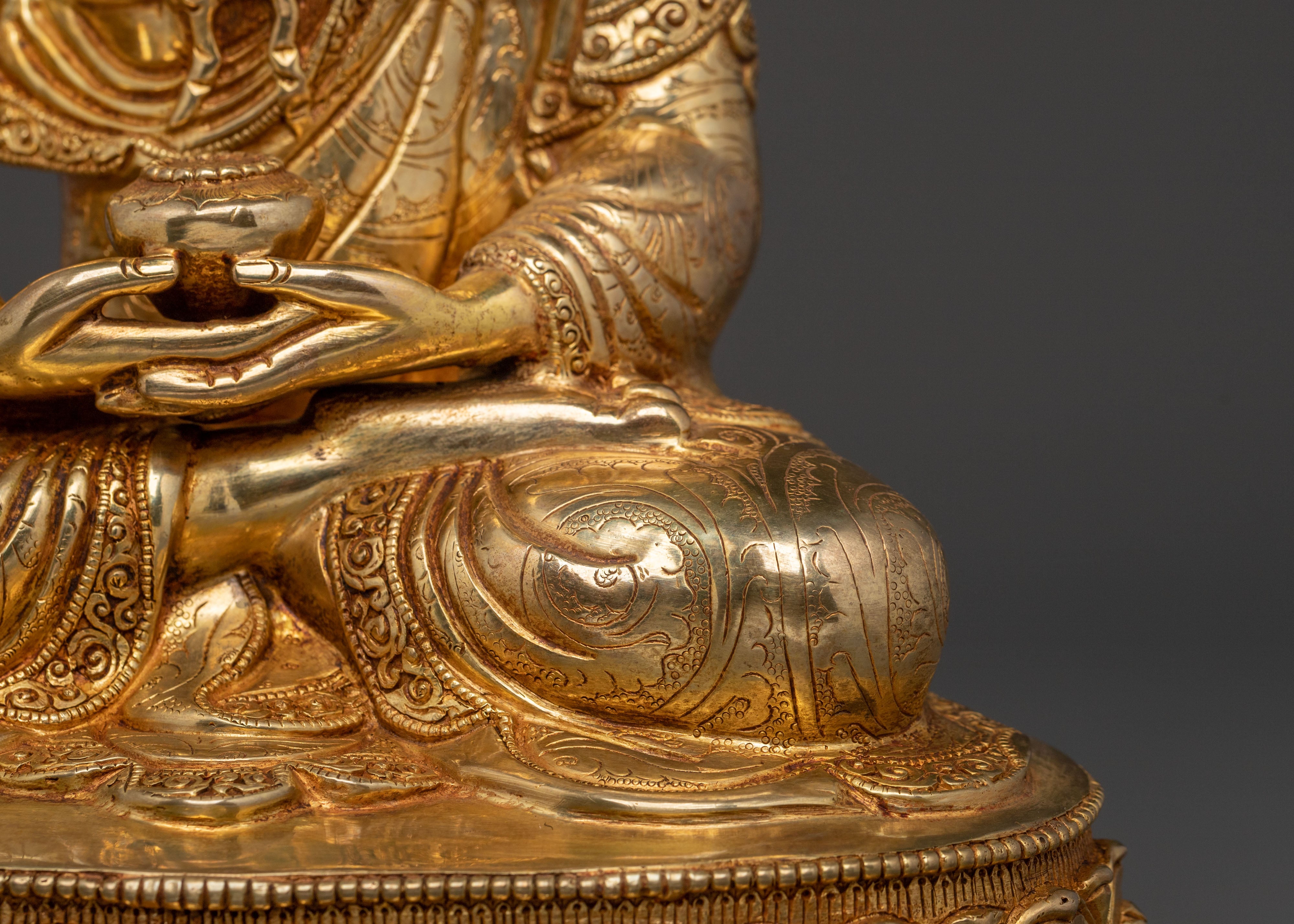 Amitabha 24k Gold Gilded Statue: Radiant Compassion