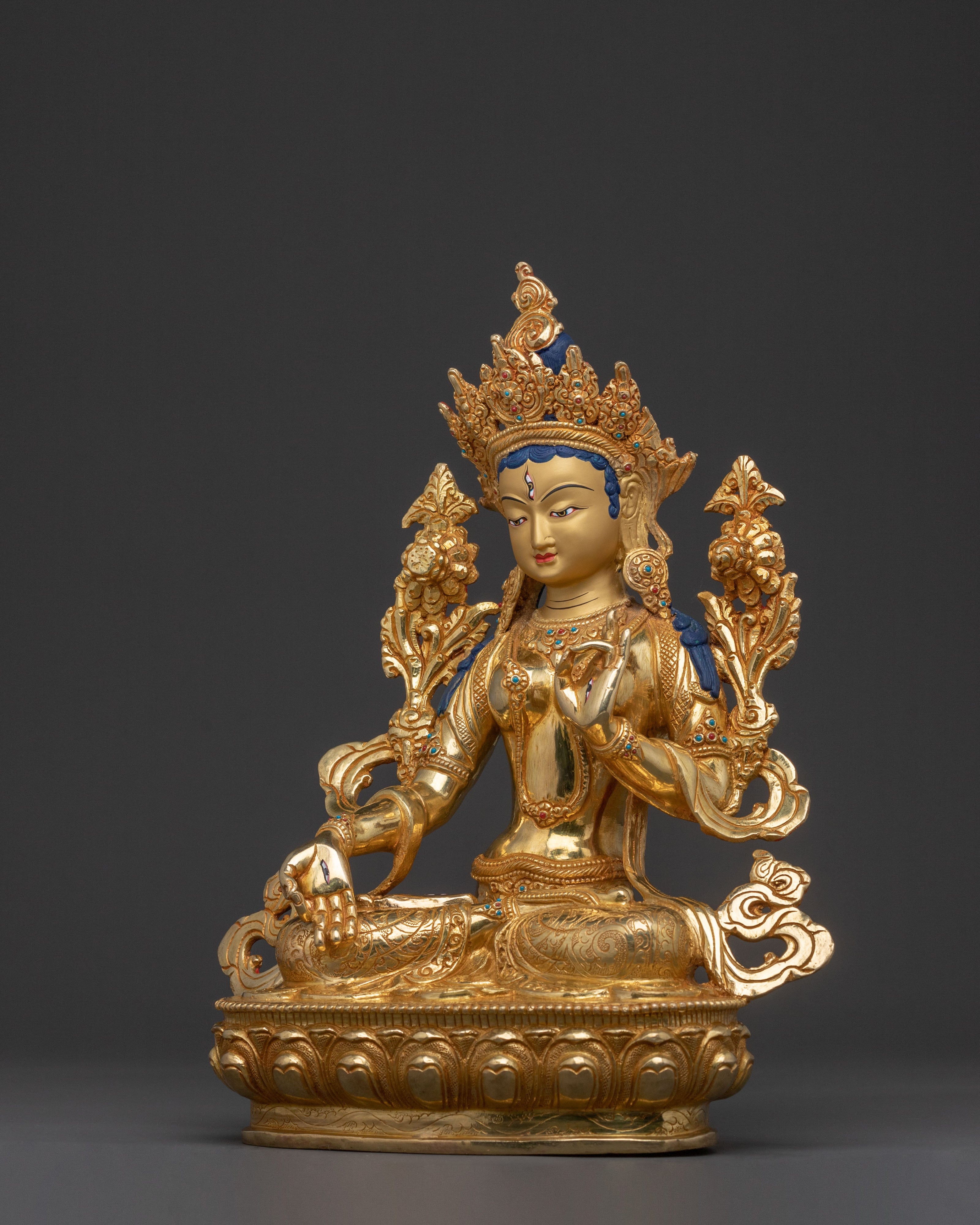 Sacred 24k Gold Gilded Copper White Tara Statue