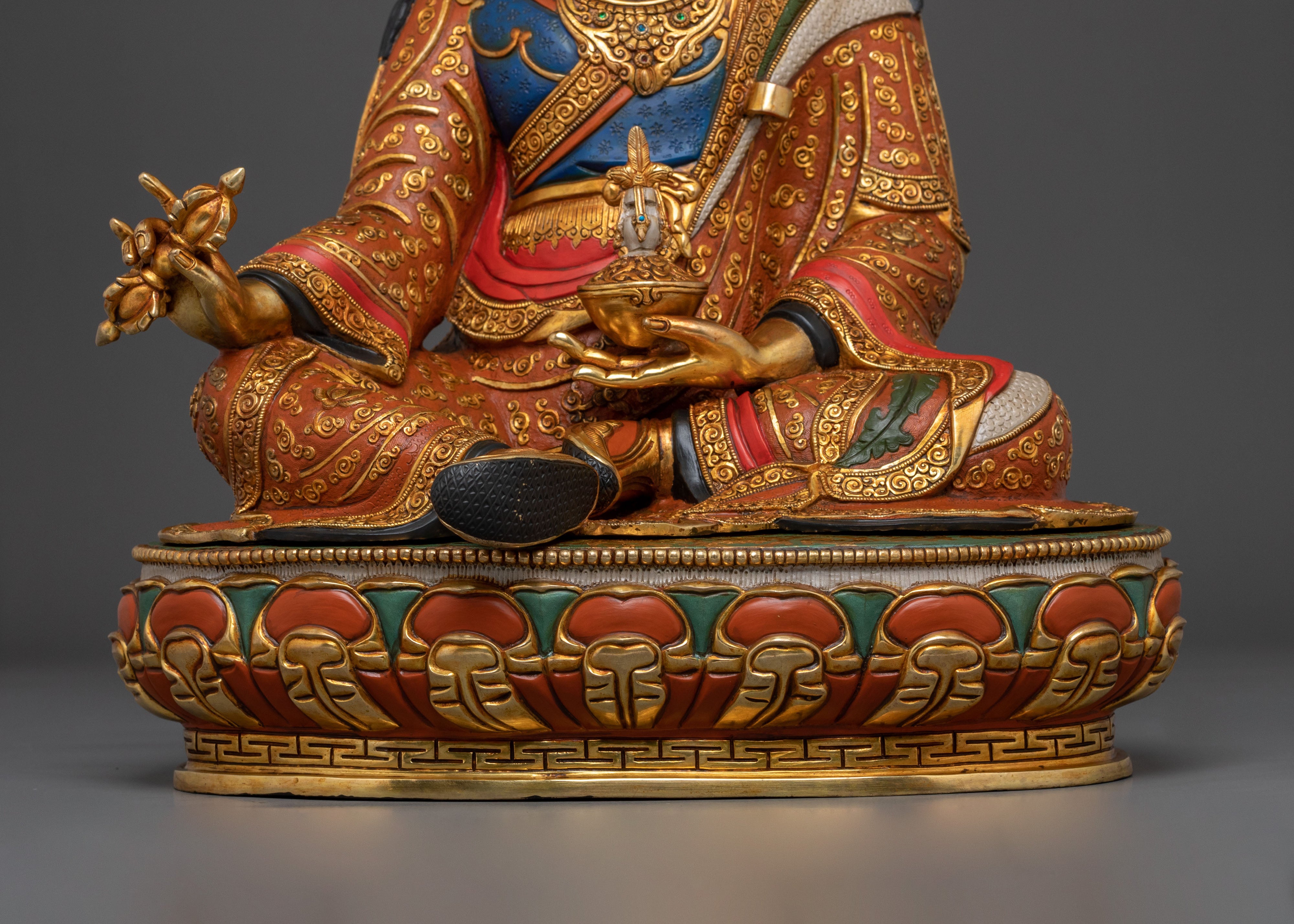 Guru Rinpoche Vajrayana Master Sculpture | Tibetan Buddhist Altar Decor