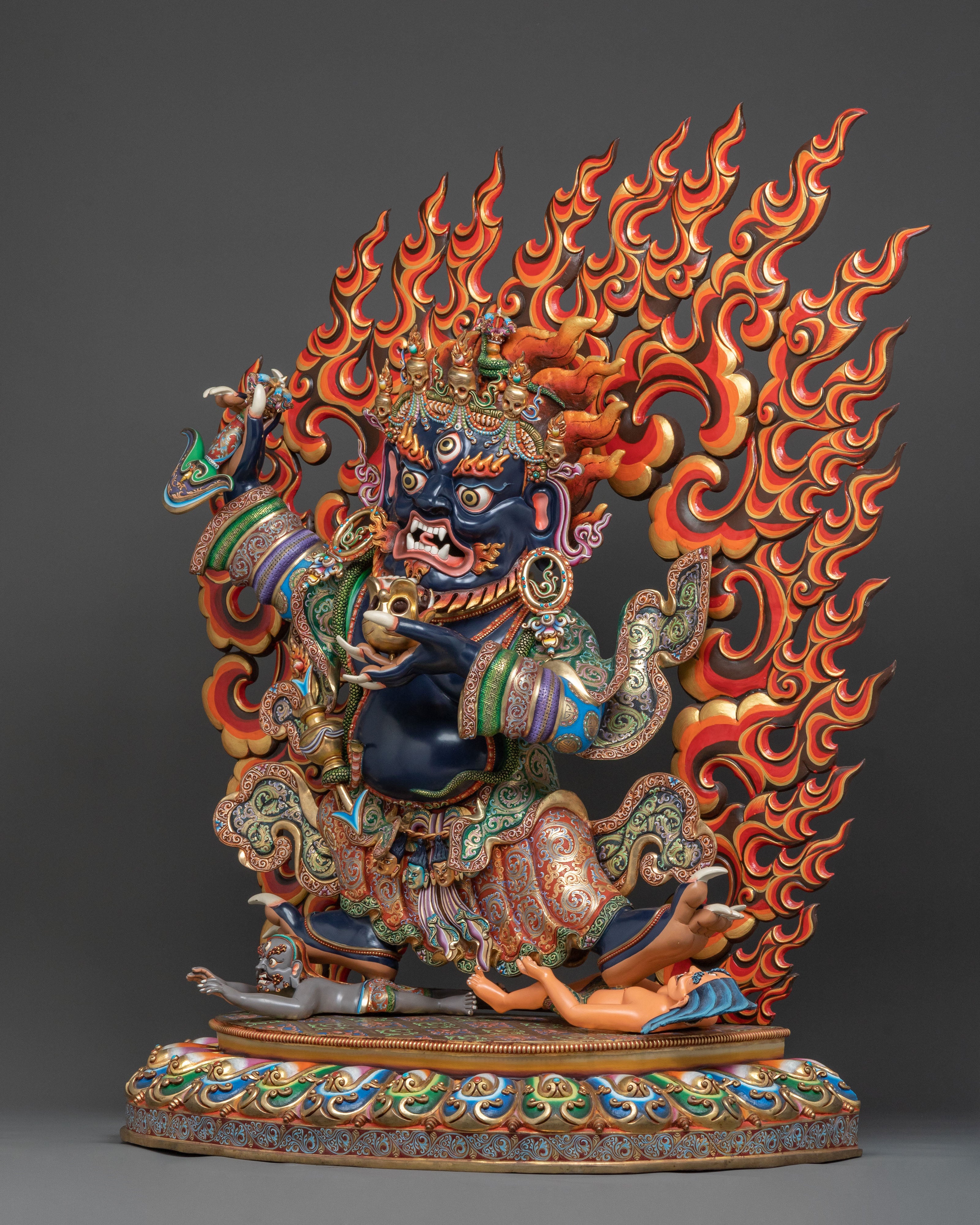 Mahakala Bernakchen, 24K Gold Gilded Protector Statue