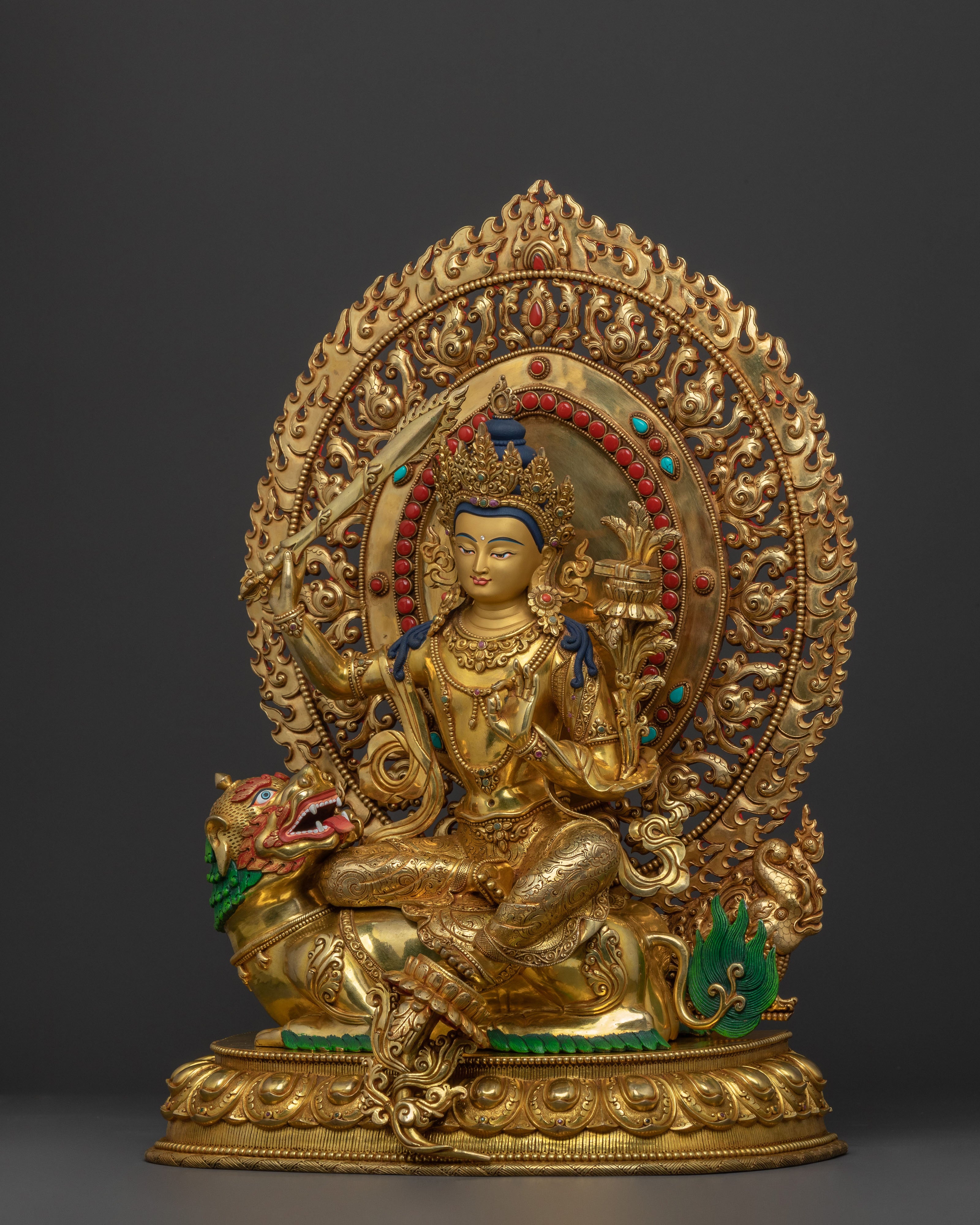 Simhanada Manjushri Sacred Statue for Rituals
