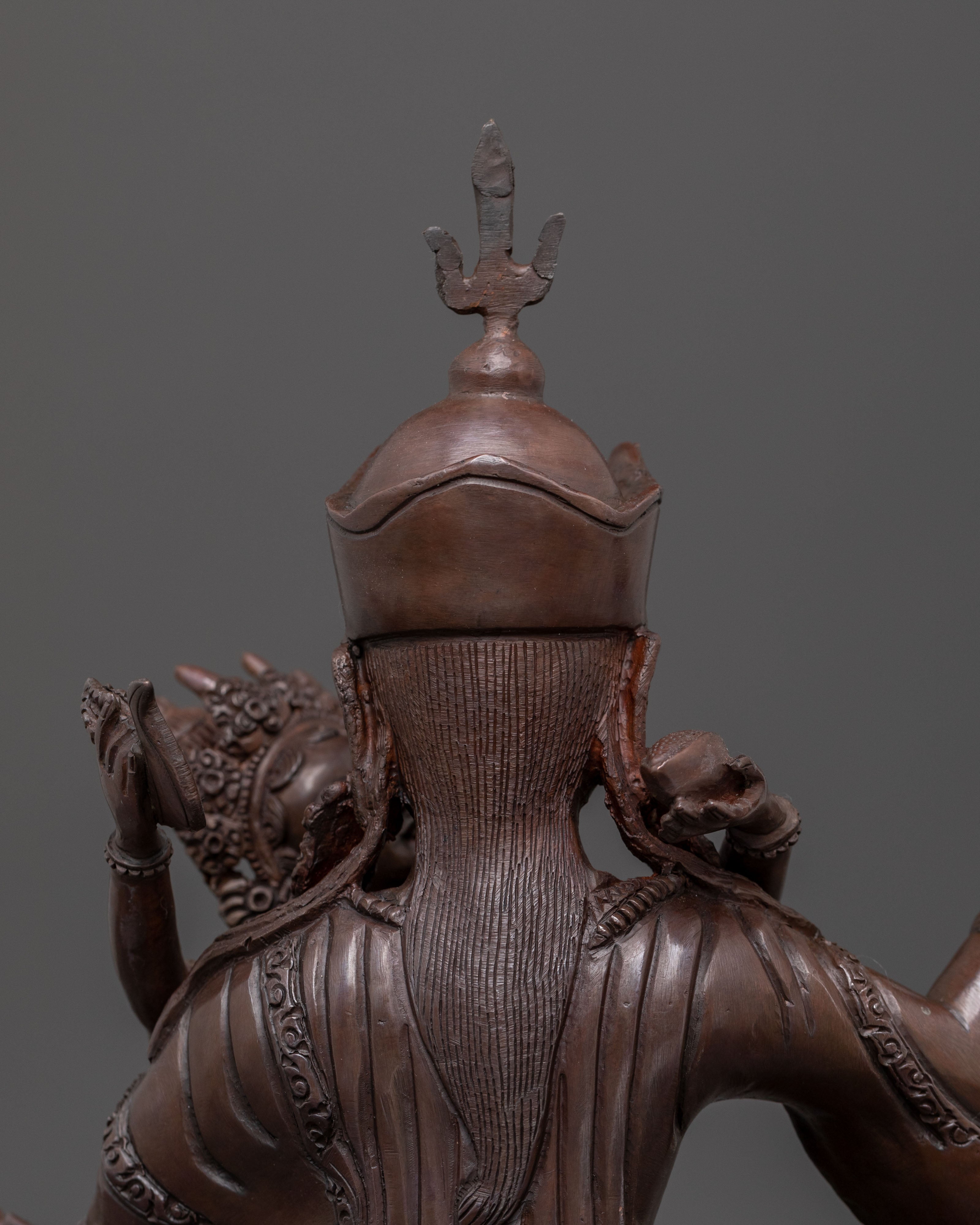 Padmasambhava Sacred Sculpture: Oxidized Copper Art