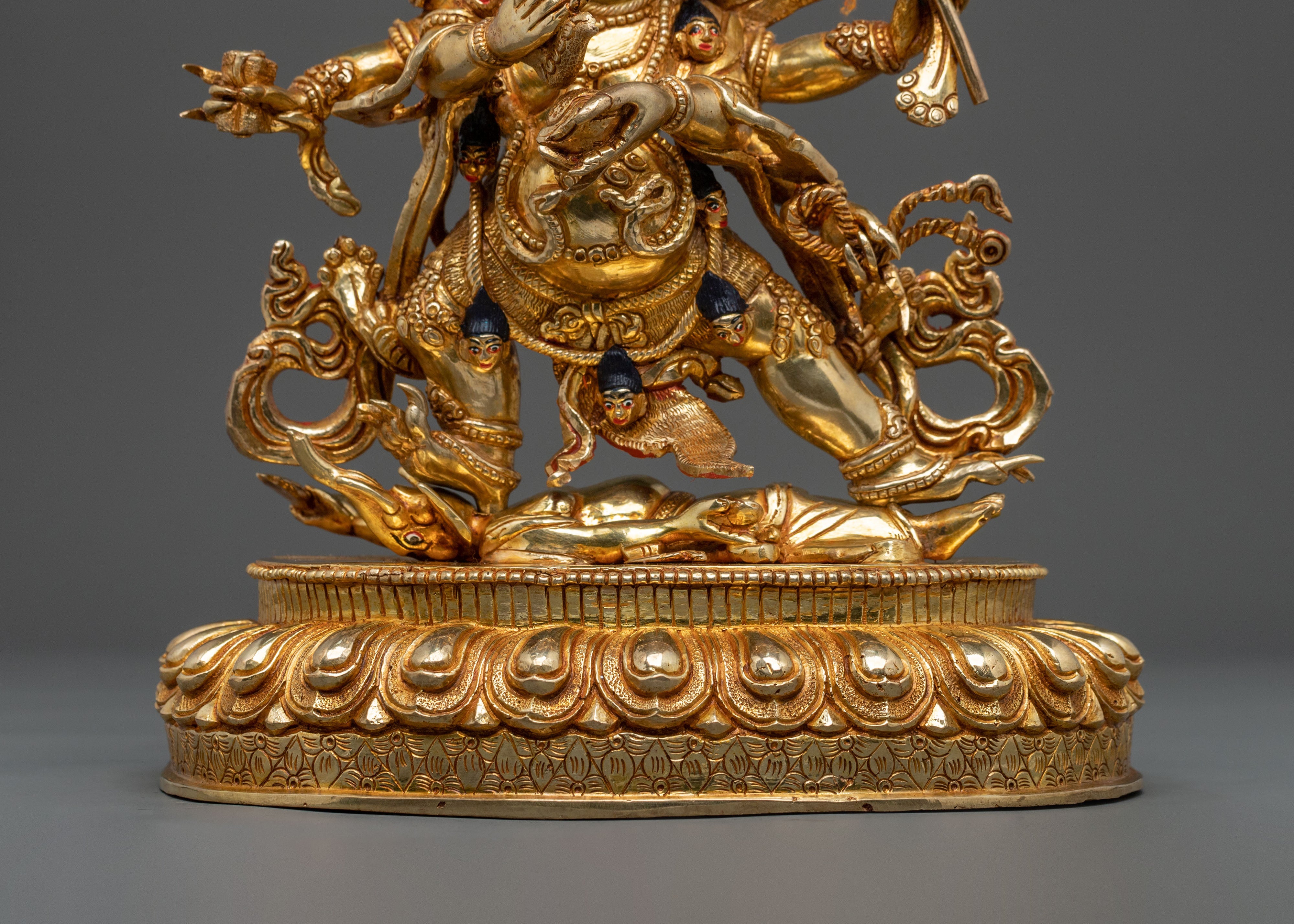 Six Armed Mahakala Golden Statue | Buddhist Protector