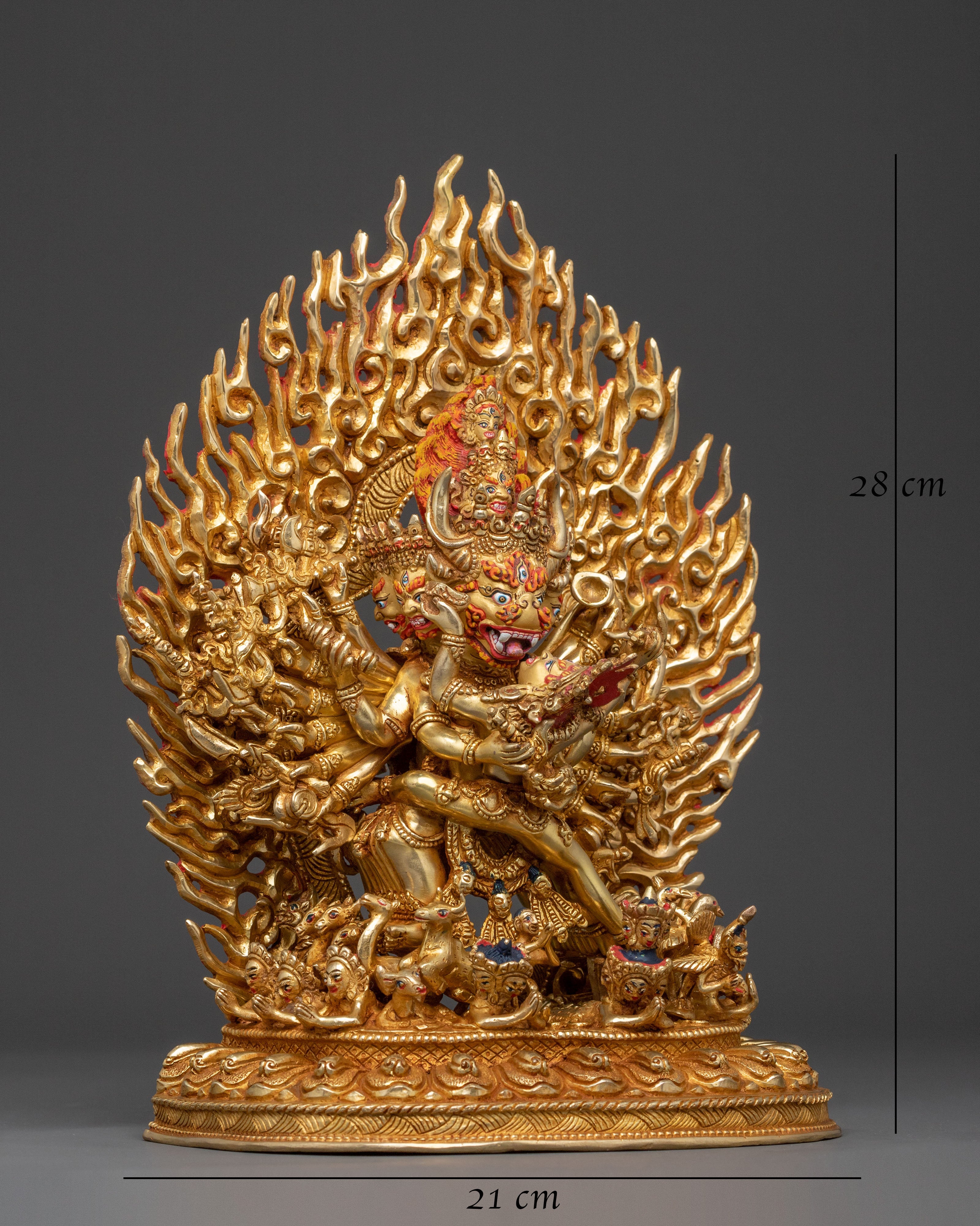 Yamantaka Buddhist Wrathful Deity Statue | 24K Gold Gilded