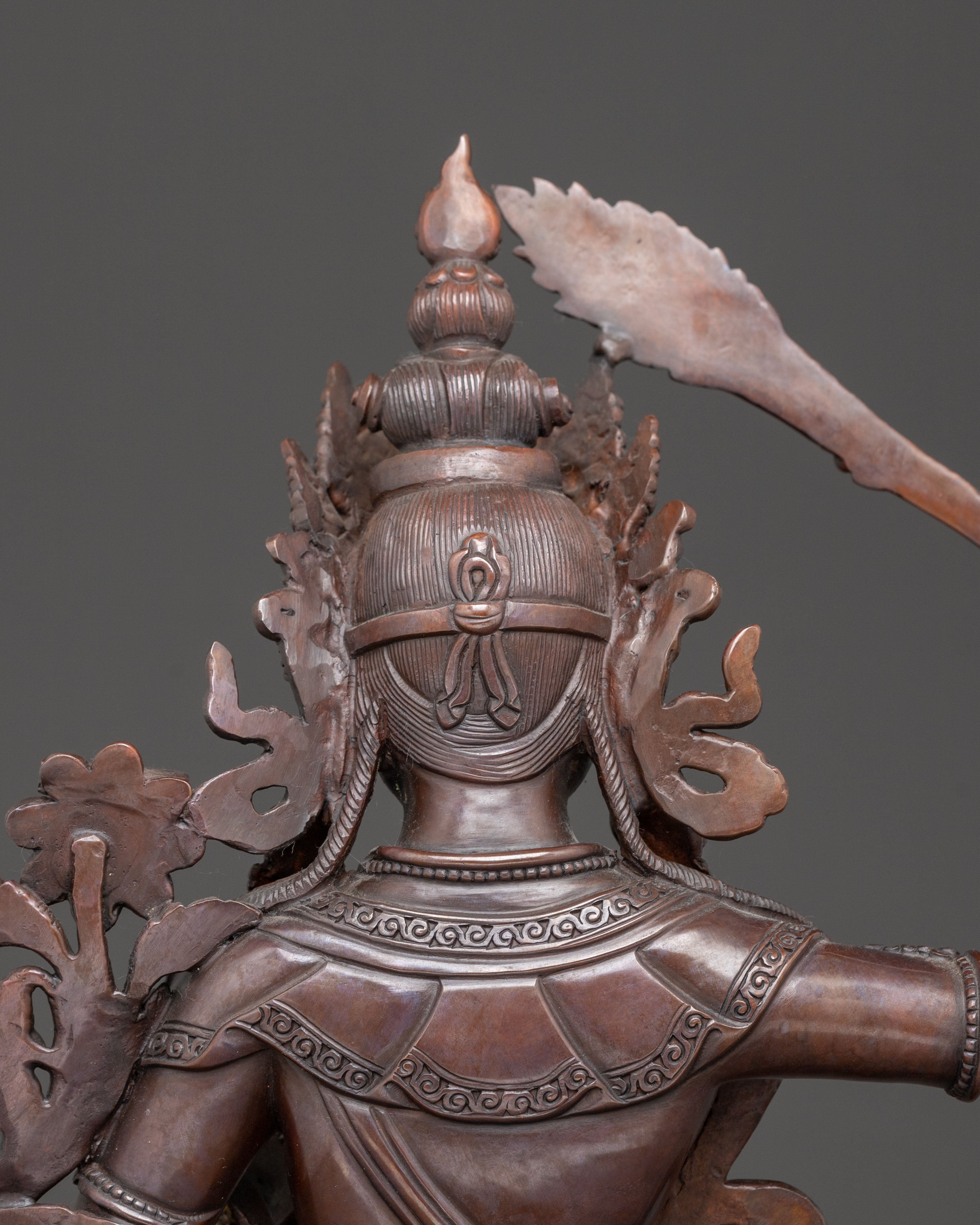 Oxidized Copper Manjushri Bodhisattva Statue | Wisdom Deity