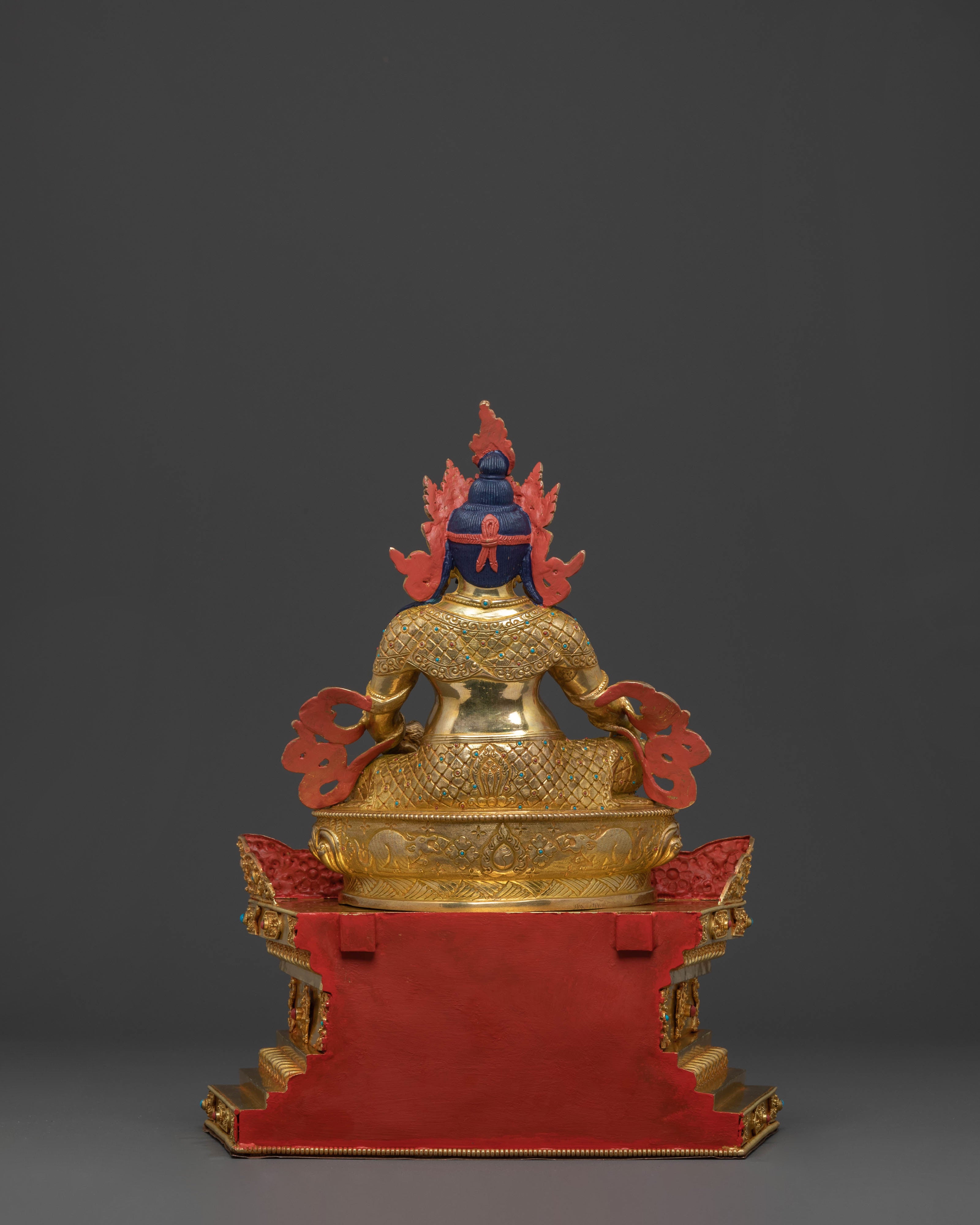 Majestic 24K Gold Gilded Sculpture of Dzambhala on Throne