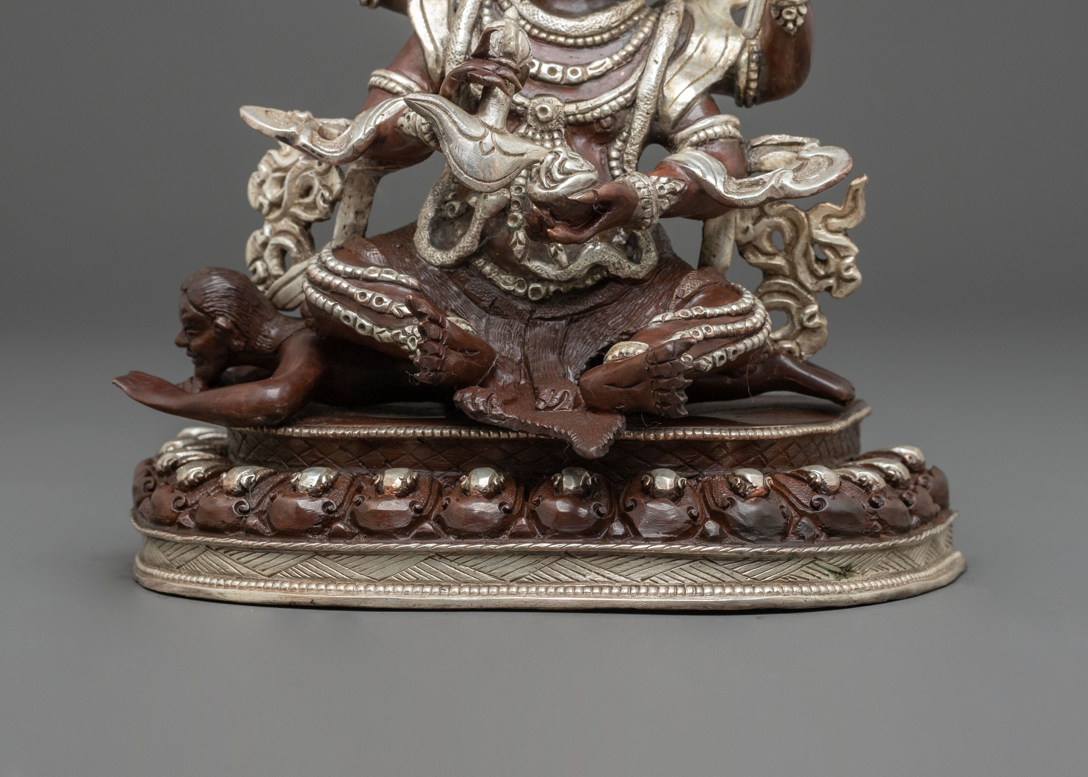 Four Armed Mahakala Statue of Protection | Oxidized Copper