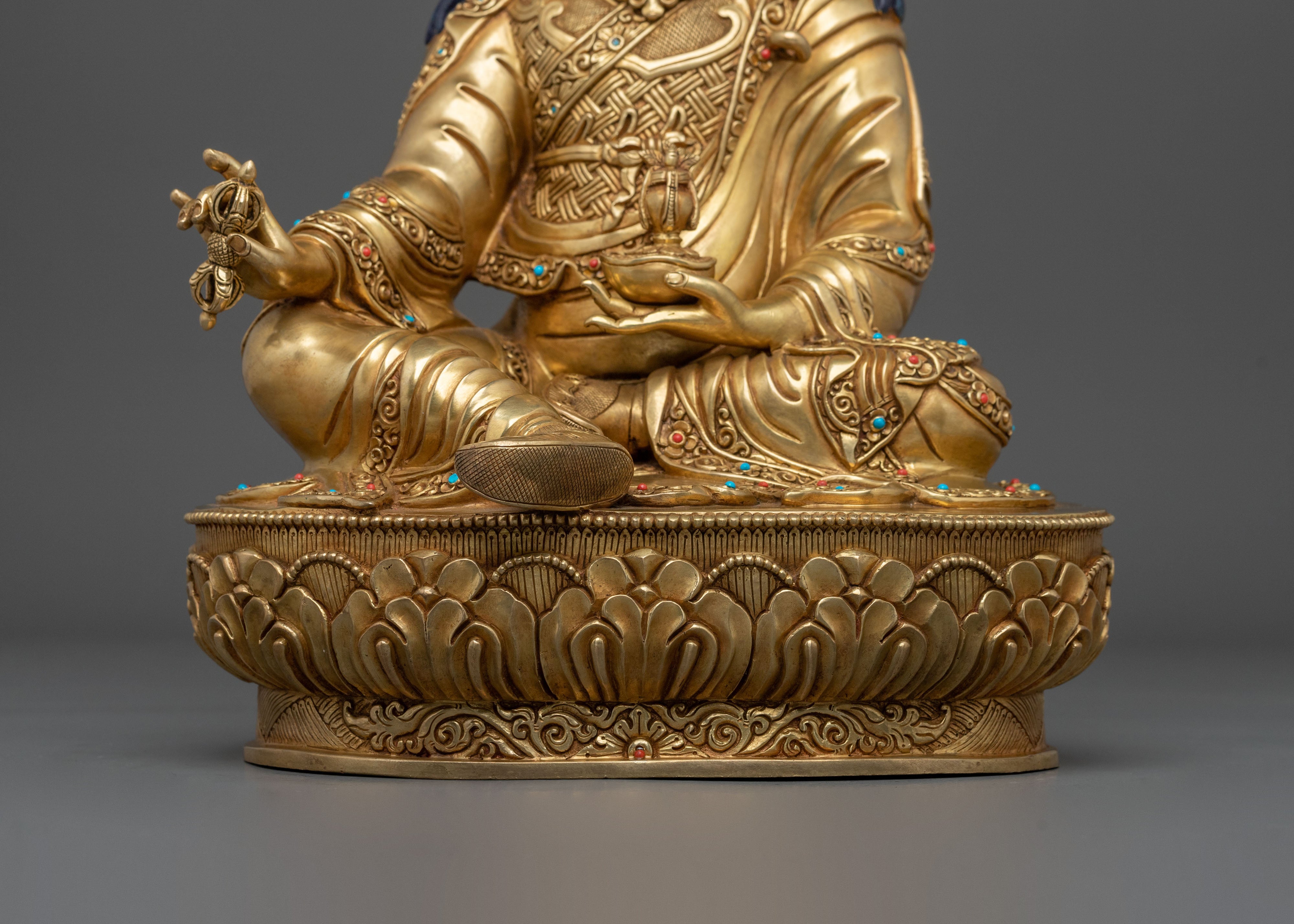Guru Rinpoche Statue | Exquisitely 24K Gold Gilded