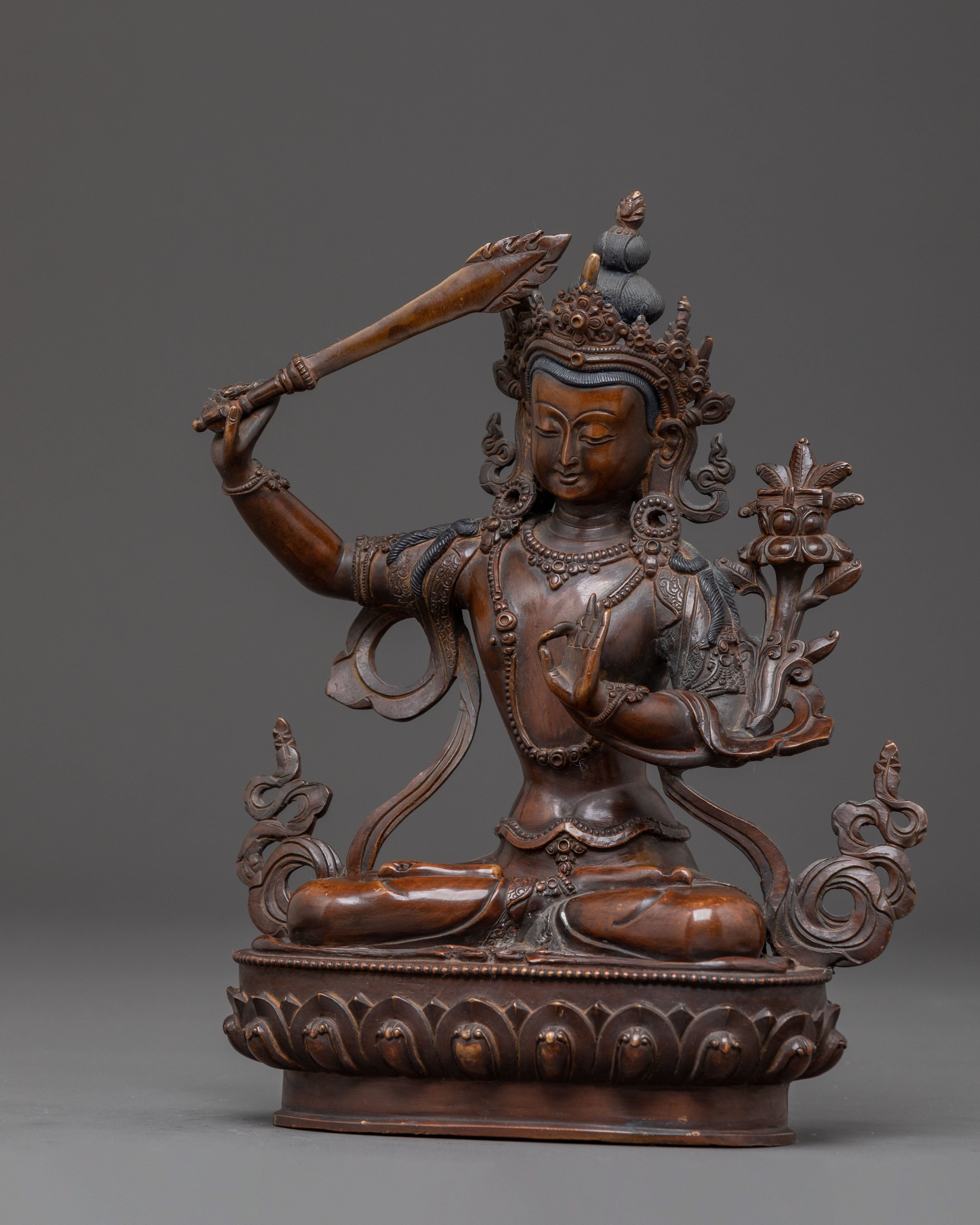 Handcrafted Manjushri Statue of Power and Wisdom