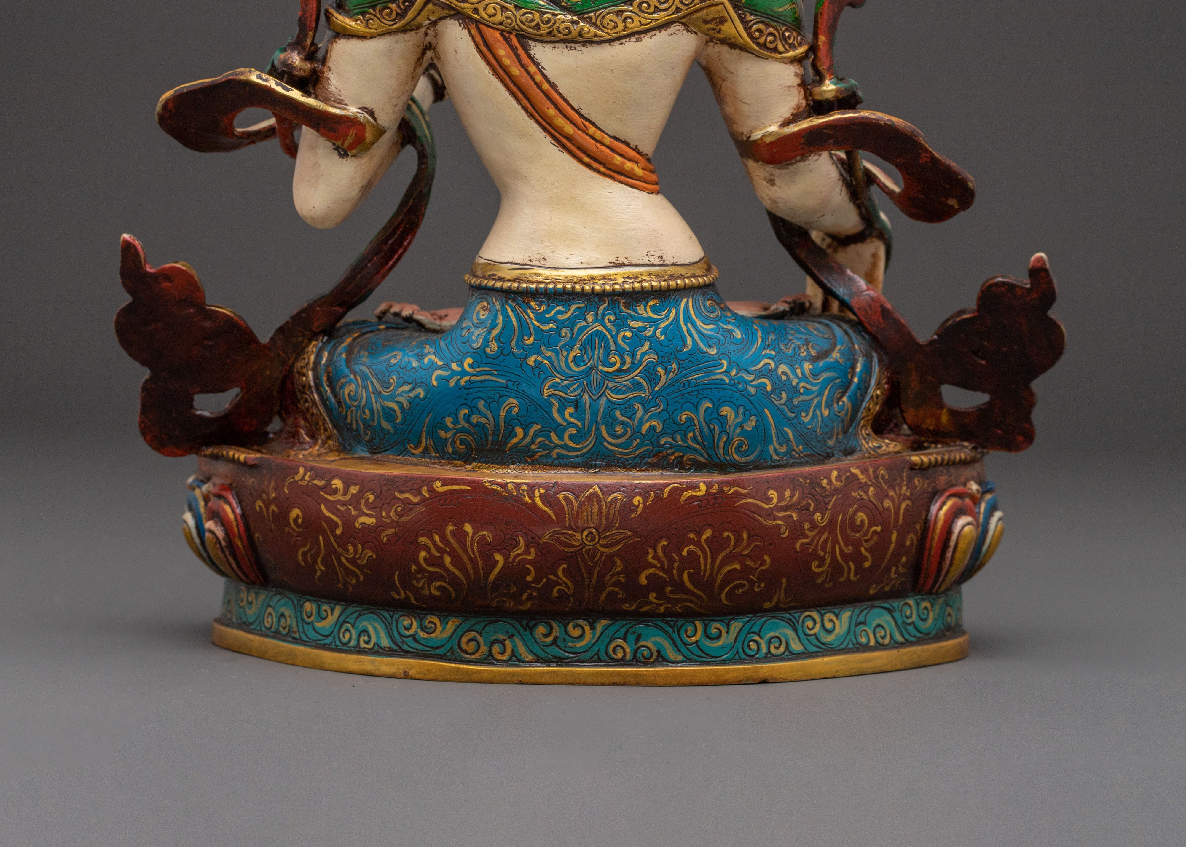 White Tara 24K Gold Gilded Statue | Longevity Icon