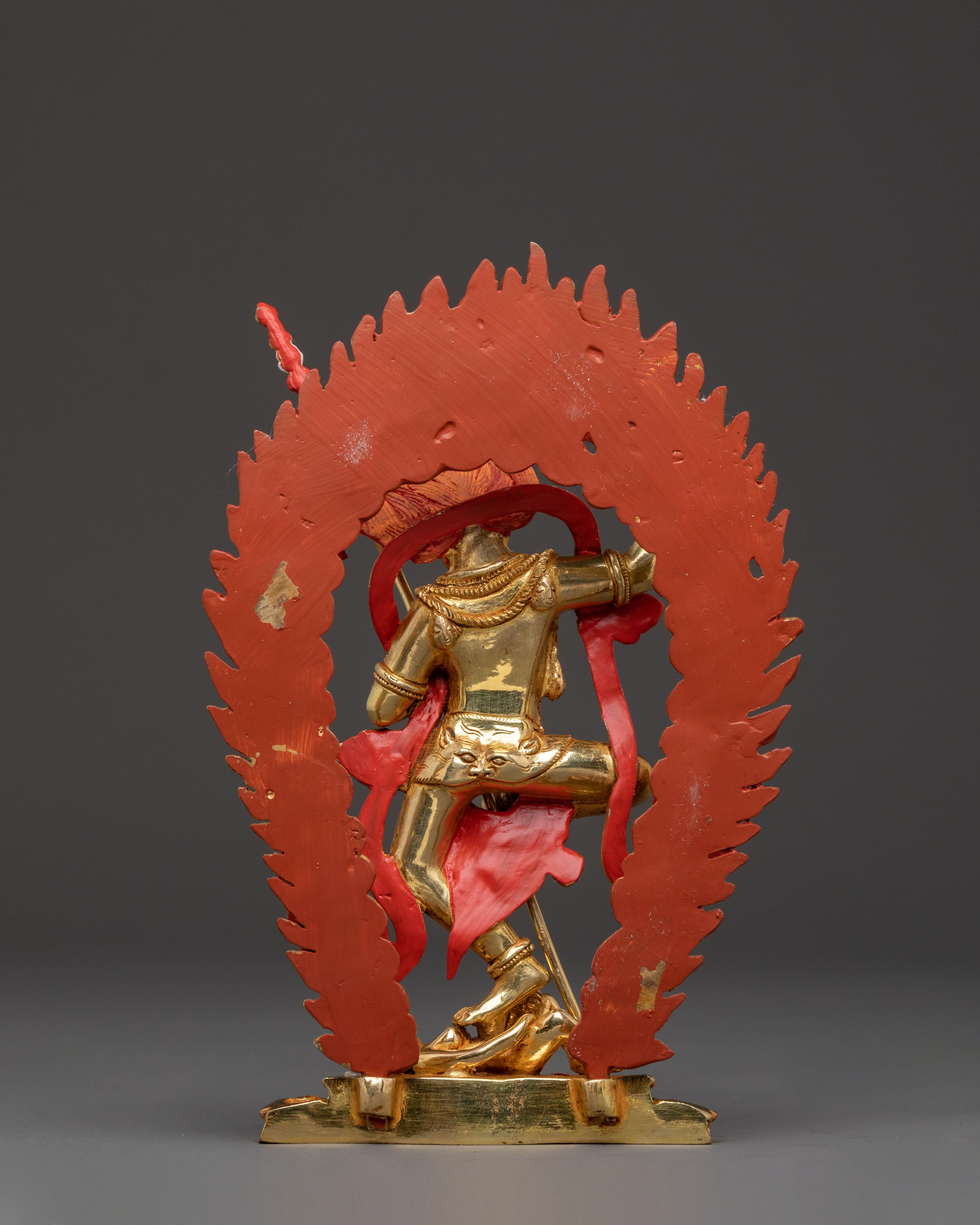 Fierce Guardian Simhamukha Statue – Gilded Copper Art