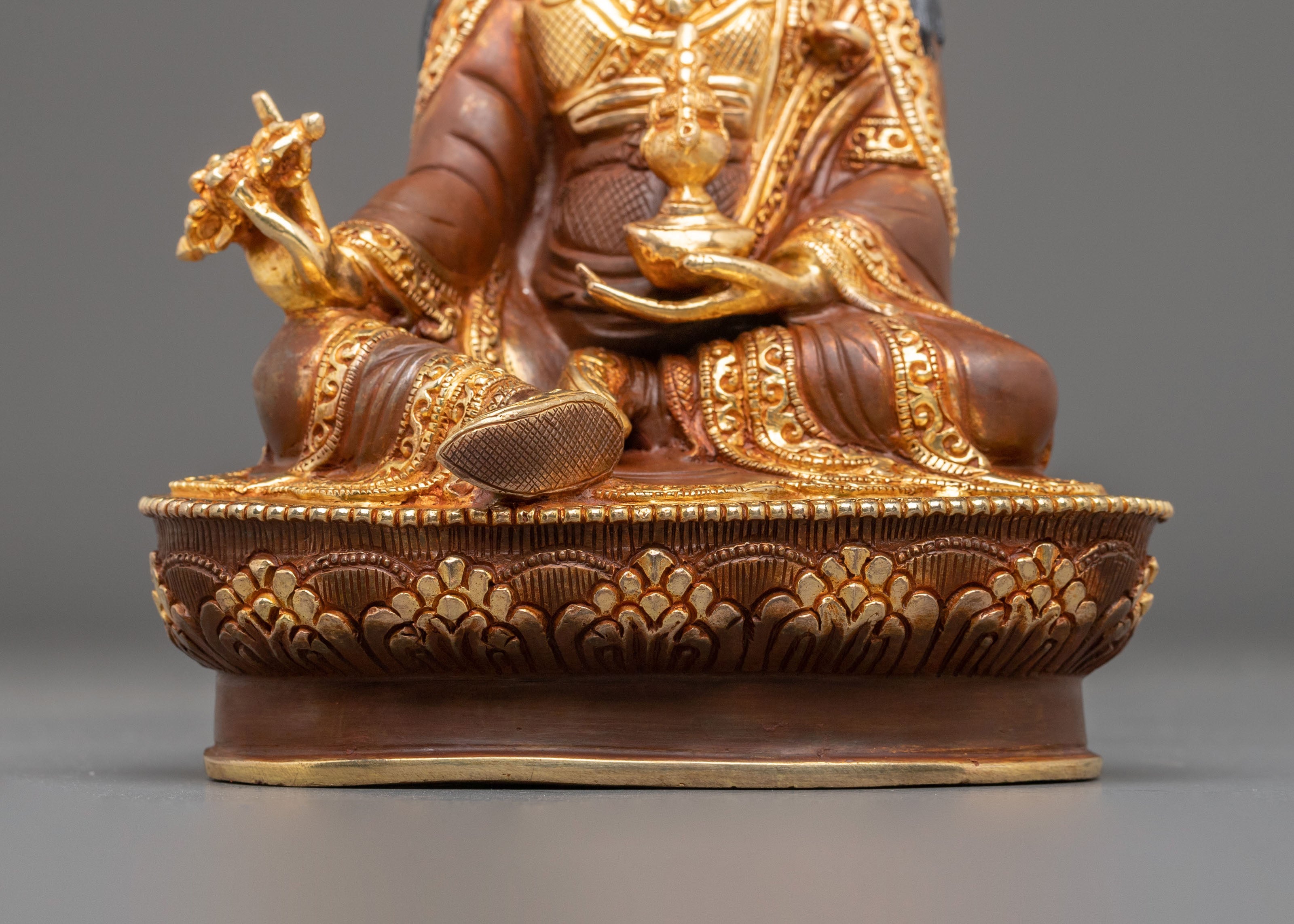 Guru Rinpoche Hand-Carved Statue | Buddhist Altar Decor