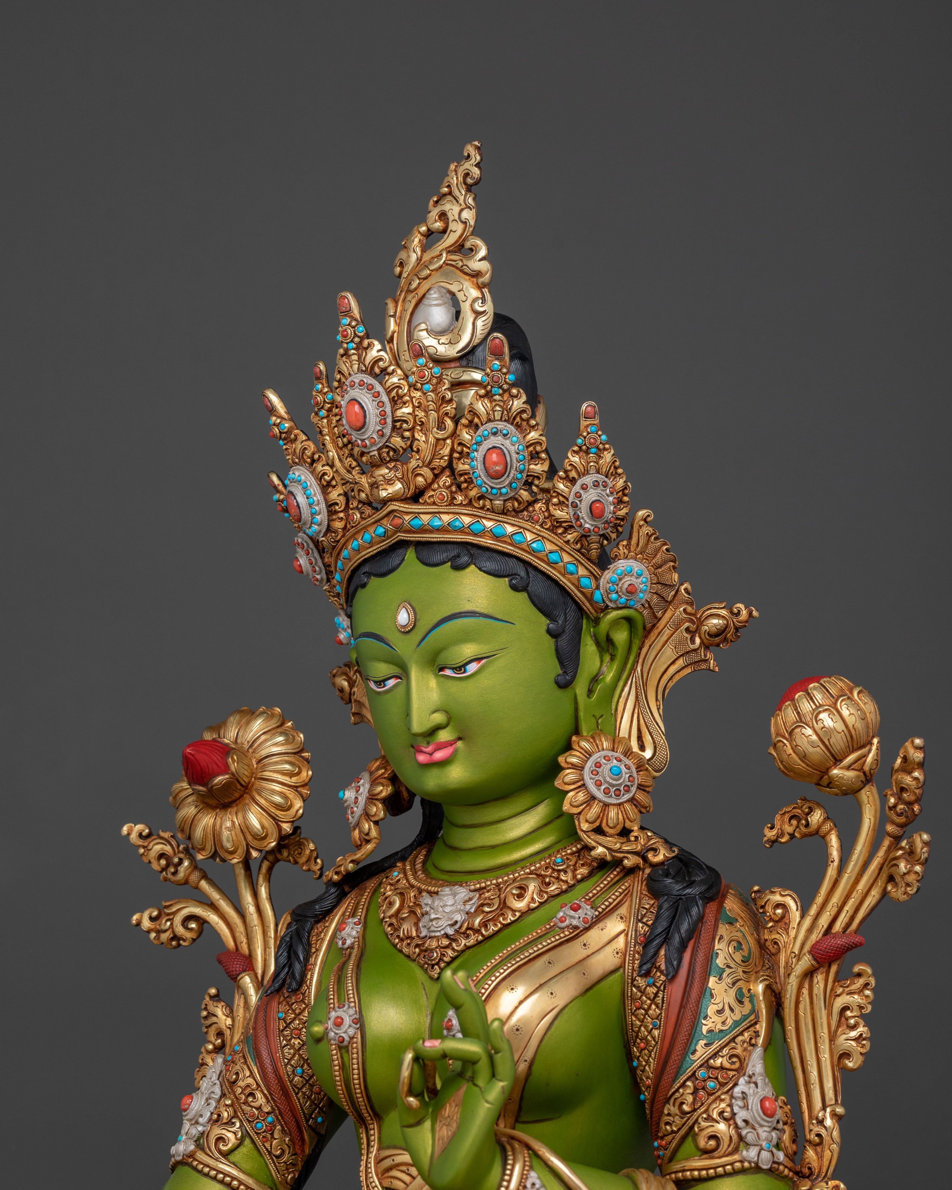 Syamatara: 24K Gold Gilded Traditional Statue