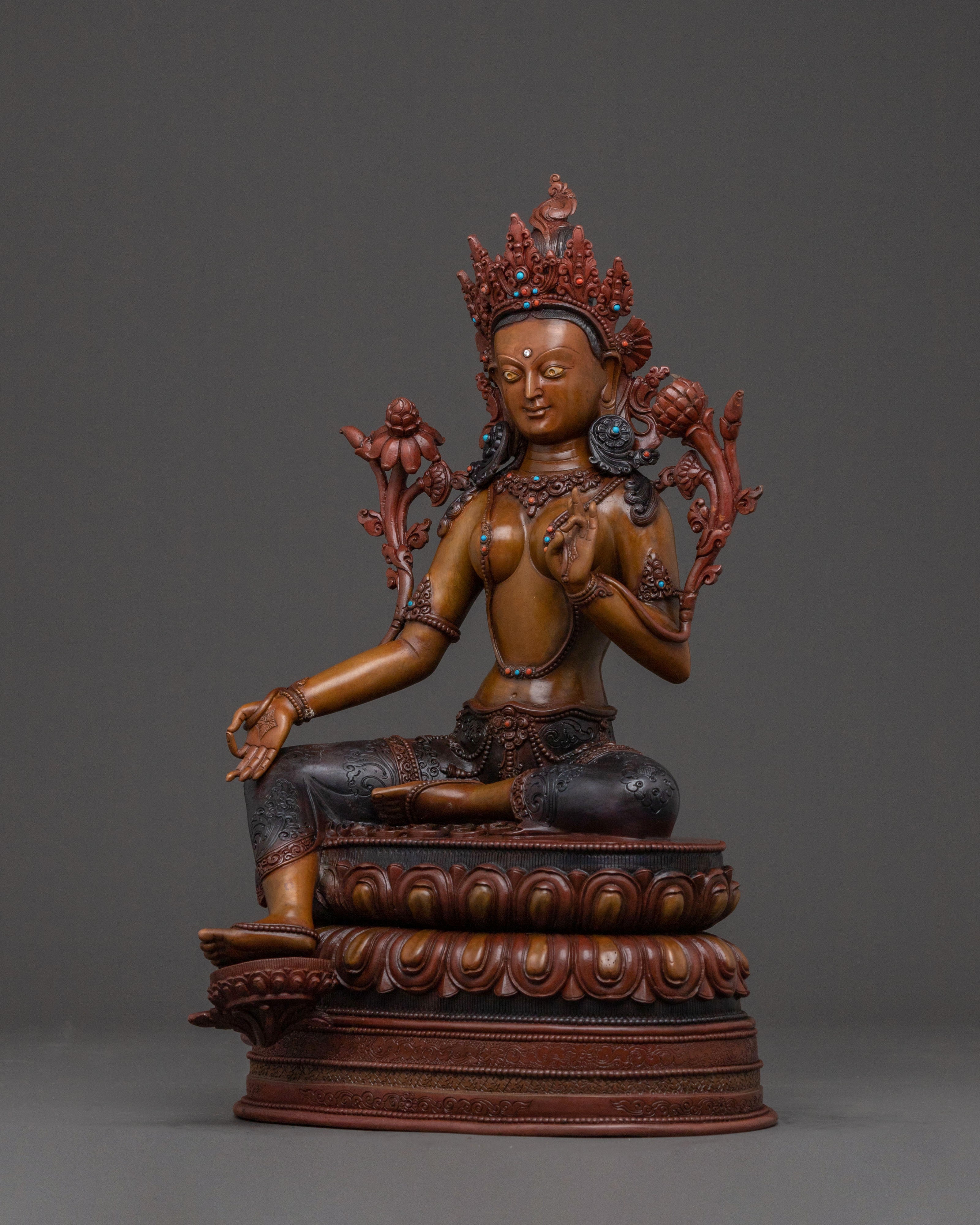 Green Tara Spiritual Figurine | Tibetan Buddhist Deity