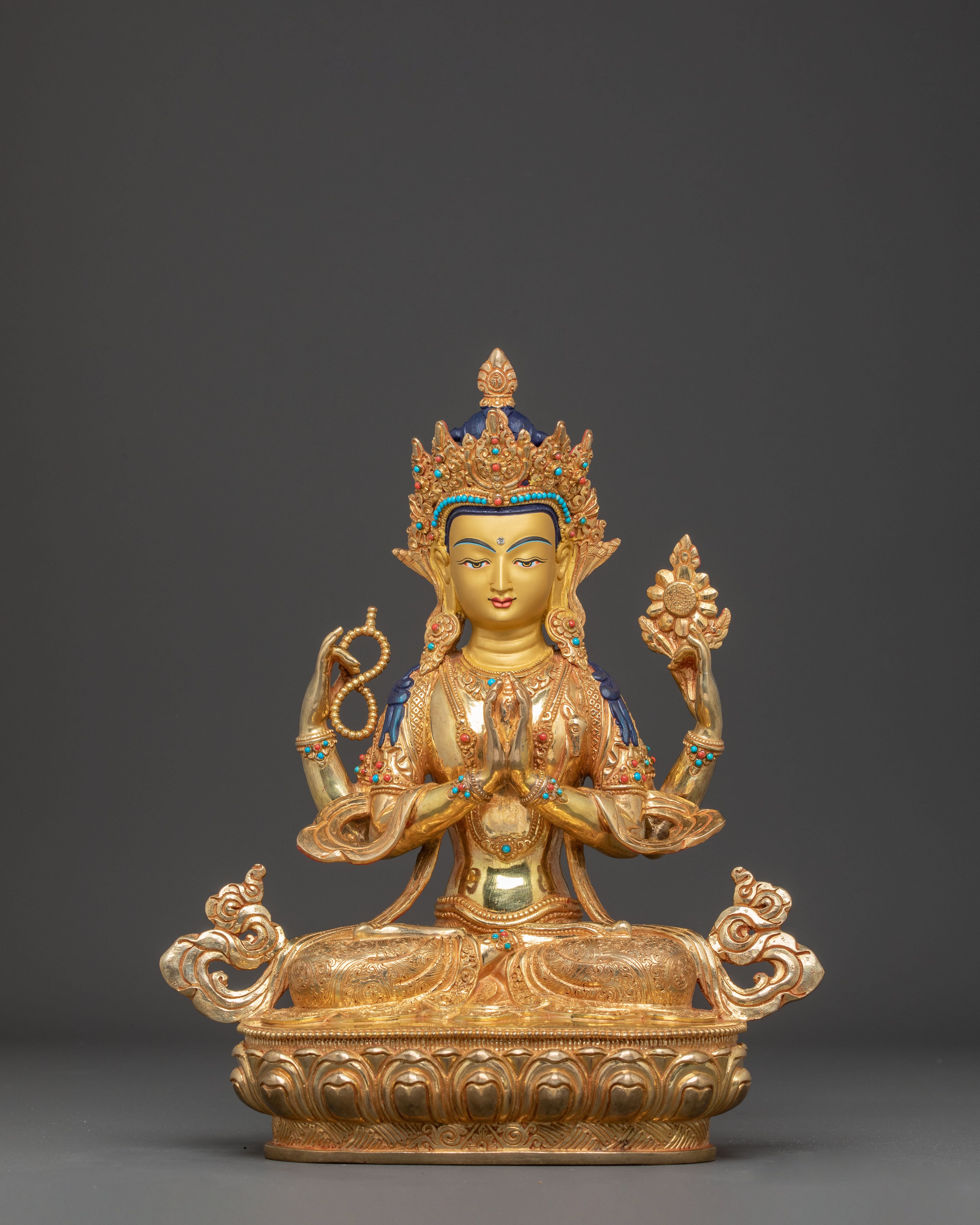 Golden Chenrezig Statue of Compassion | Bodhisattva of Compassion