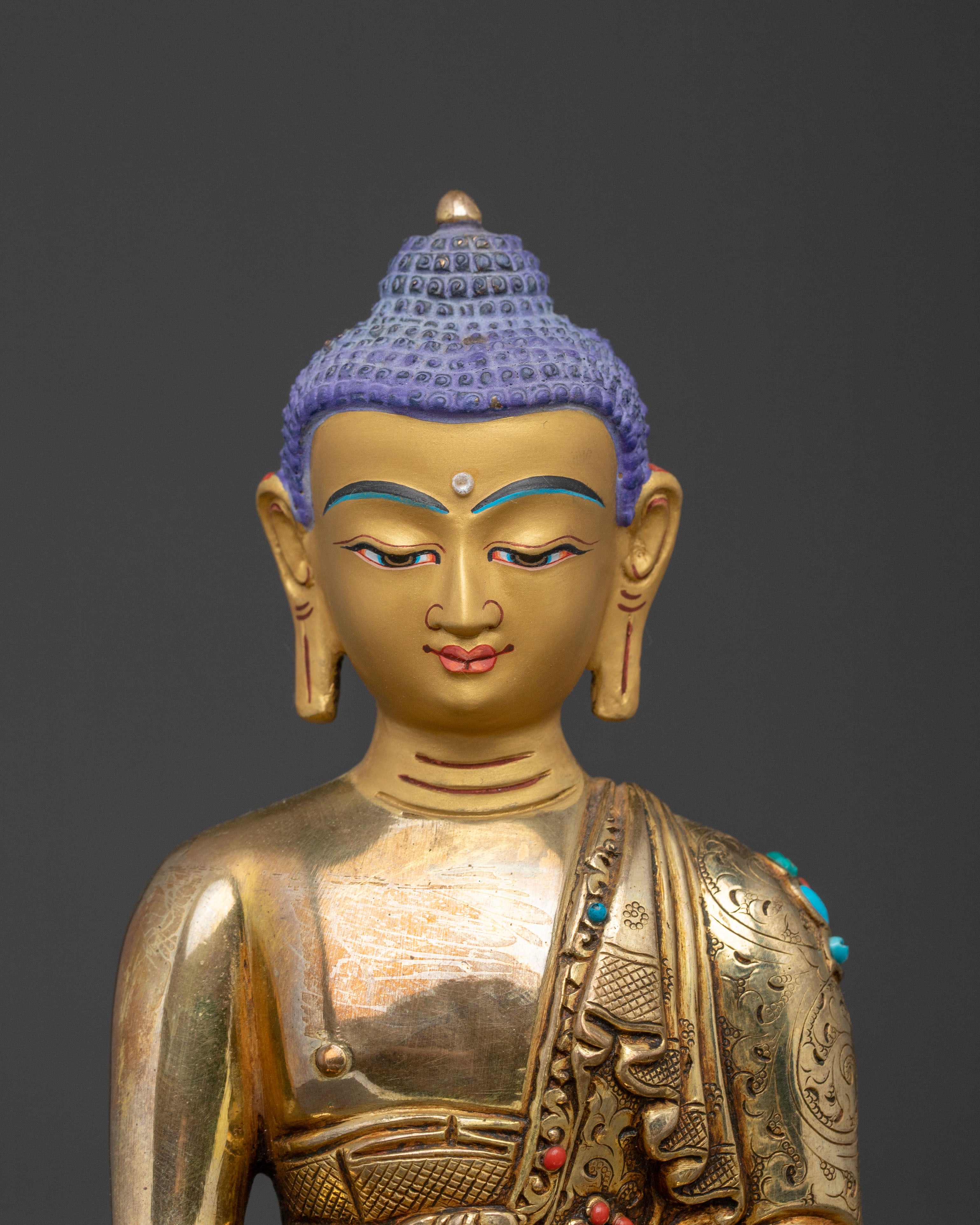 Shakyamuni Buddha in Throne Statue – 24K Gold Gilded Masterpiece