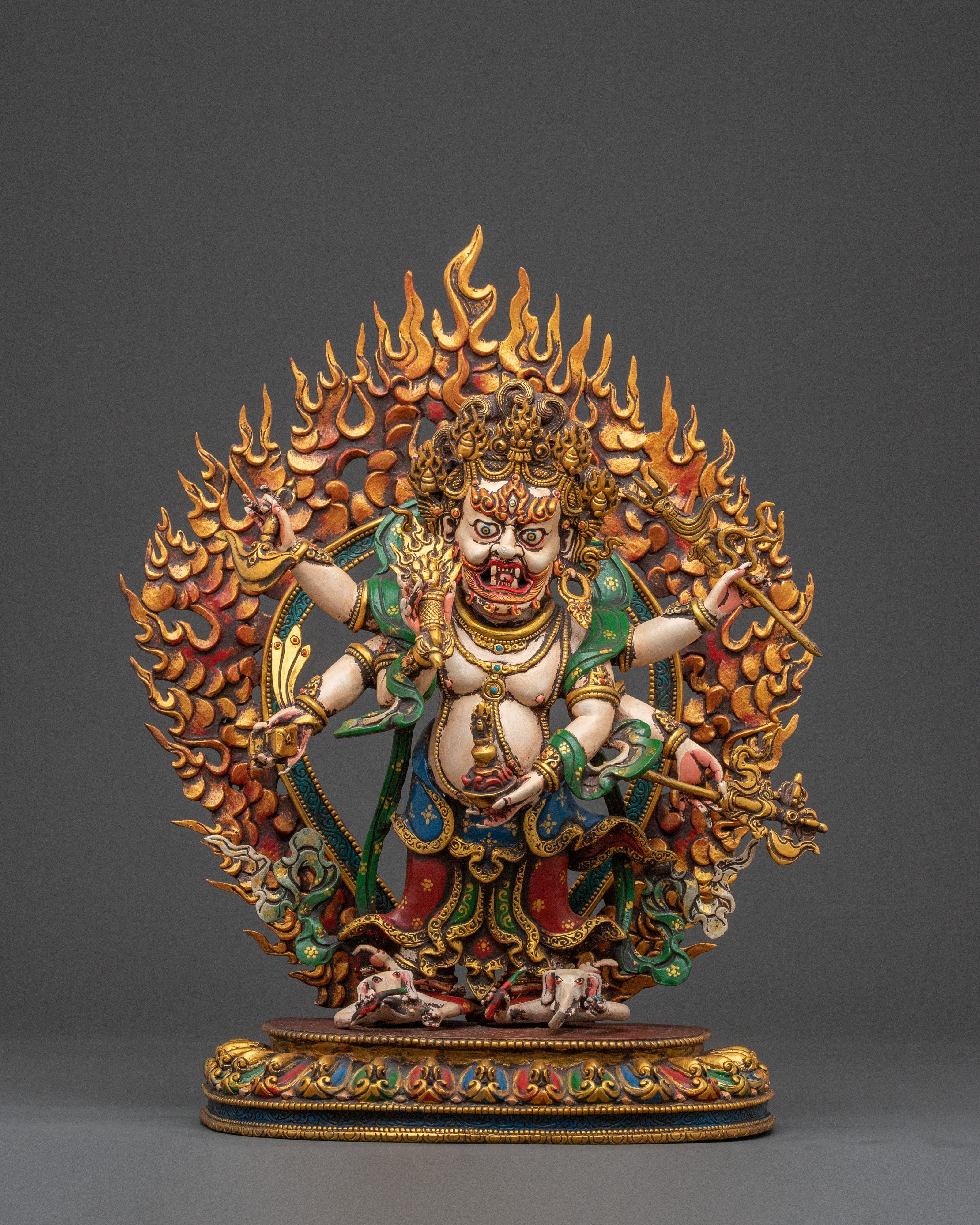 White Mahakala Buddhist Guardian | Handcrafted Statue