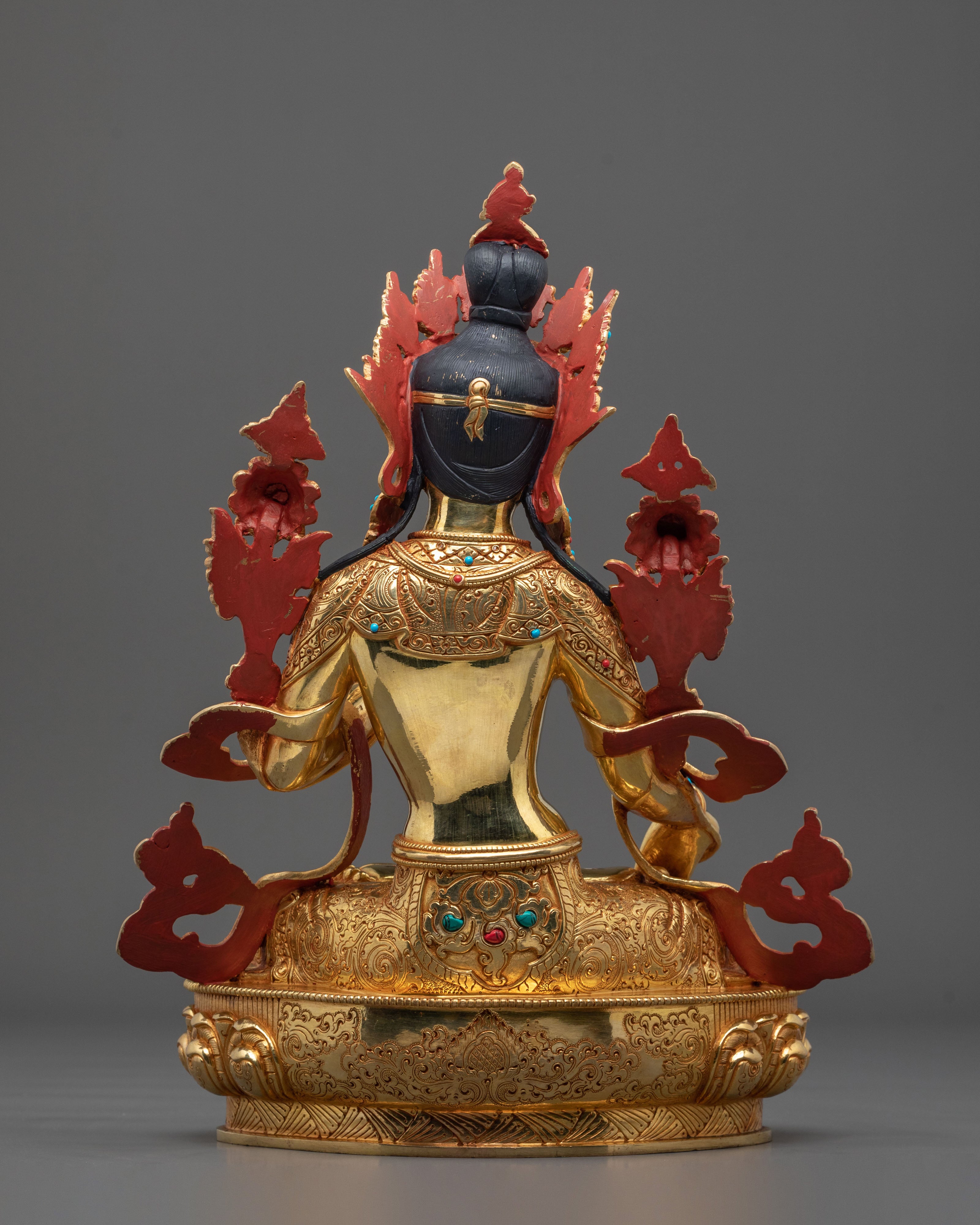 White Tara Statue | Serene 24K Gold Gilded Tibetan Figurine