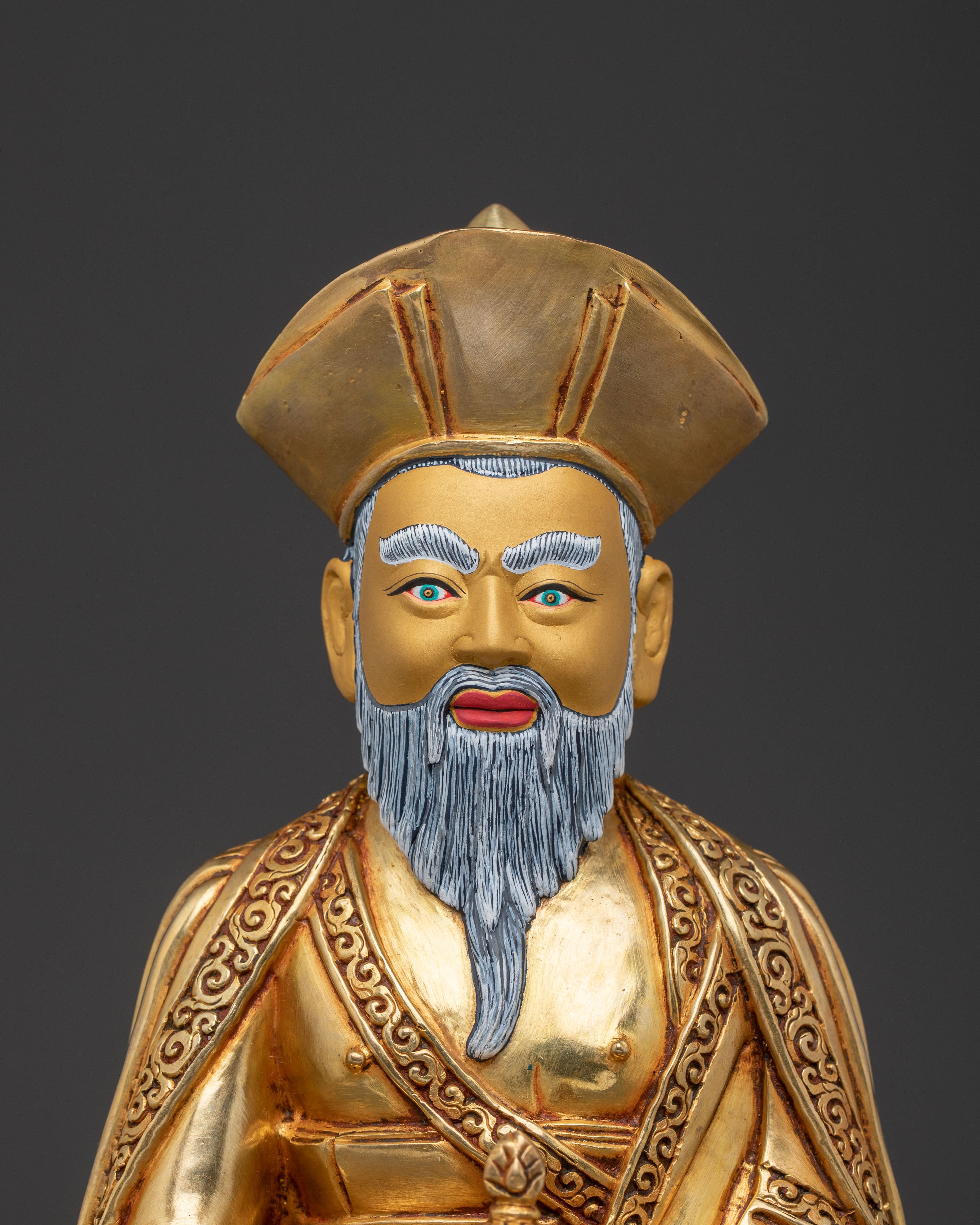 Handcrafted Guru Shapdum Sacred Statue – Radiant 24K Gold Gilded Copper