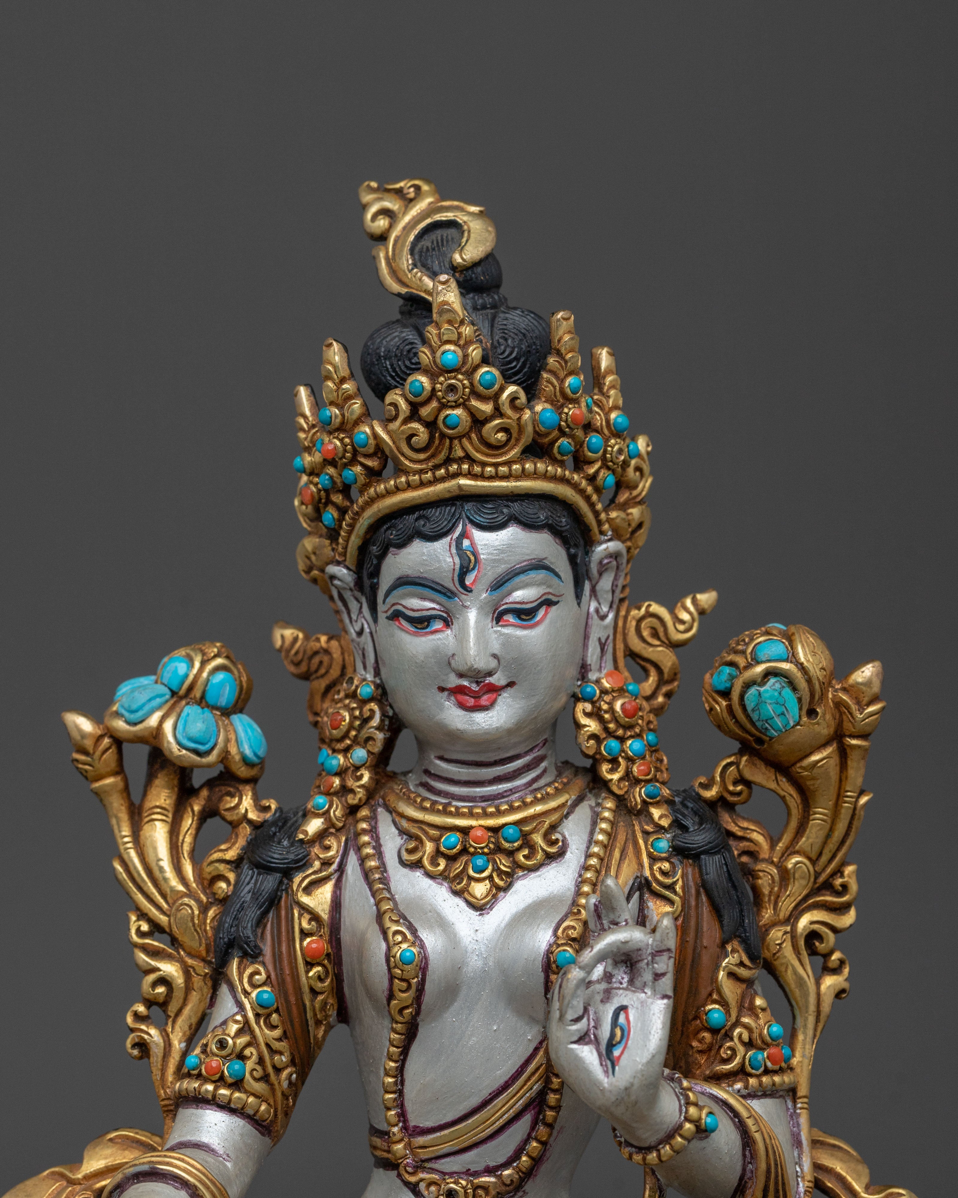 Authentic Tibetan White Tara Sculpture | Home Decor