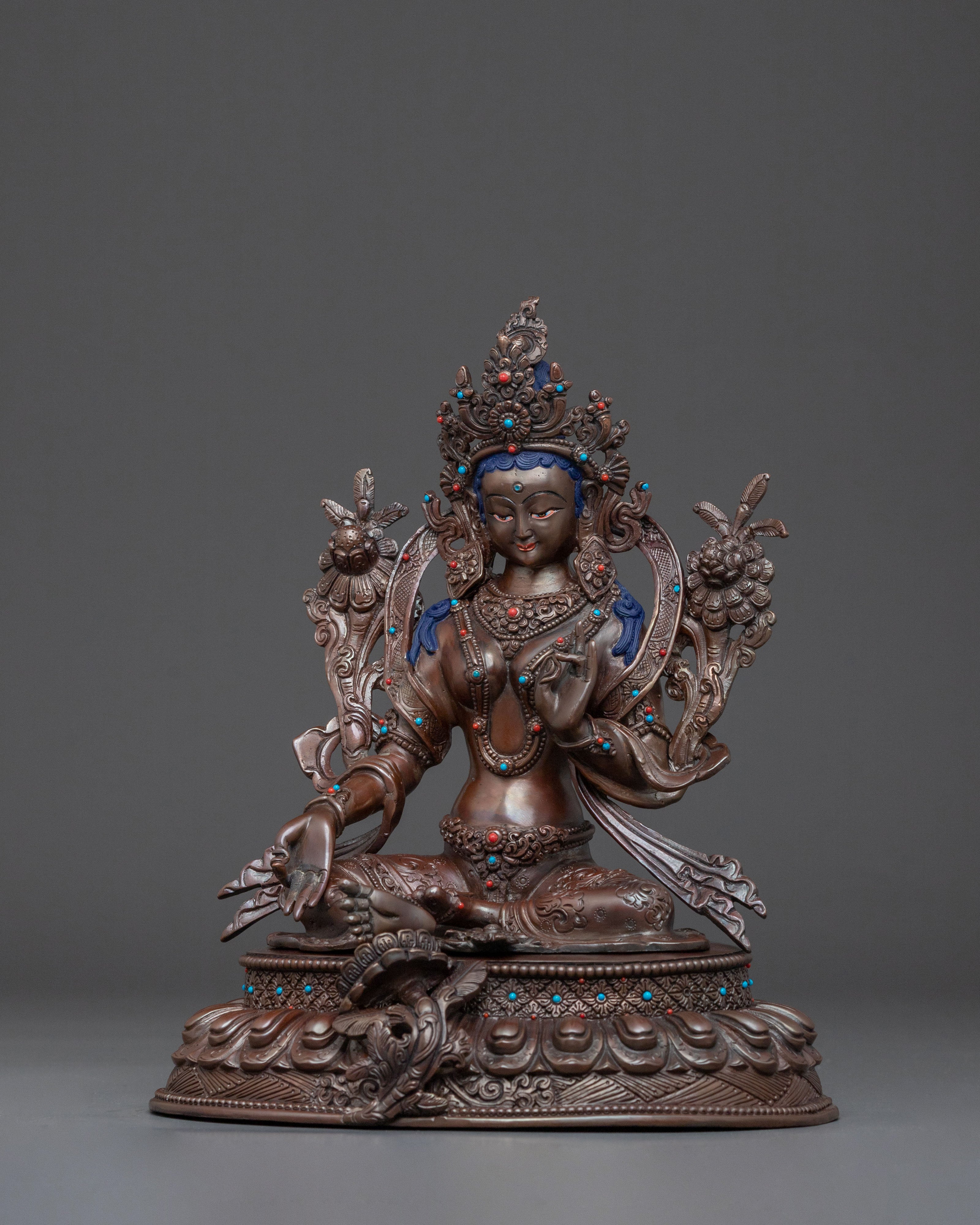 Green Tara Sacred Goddess Figurine | Tibetan Meditation Art
