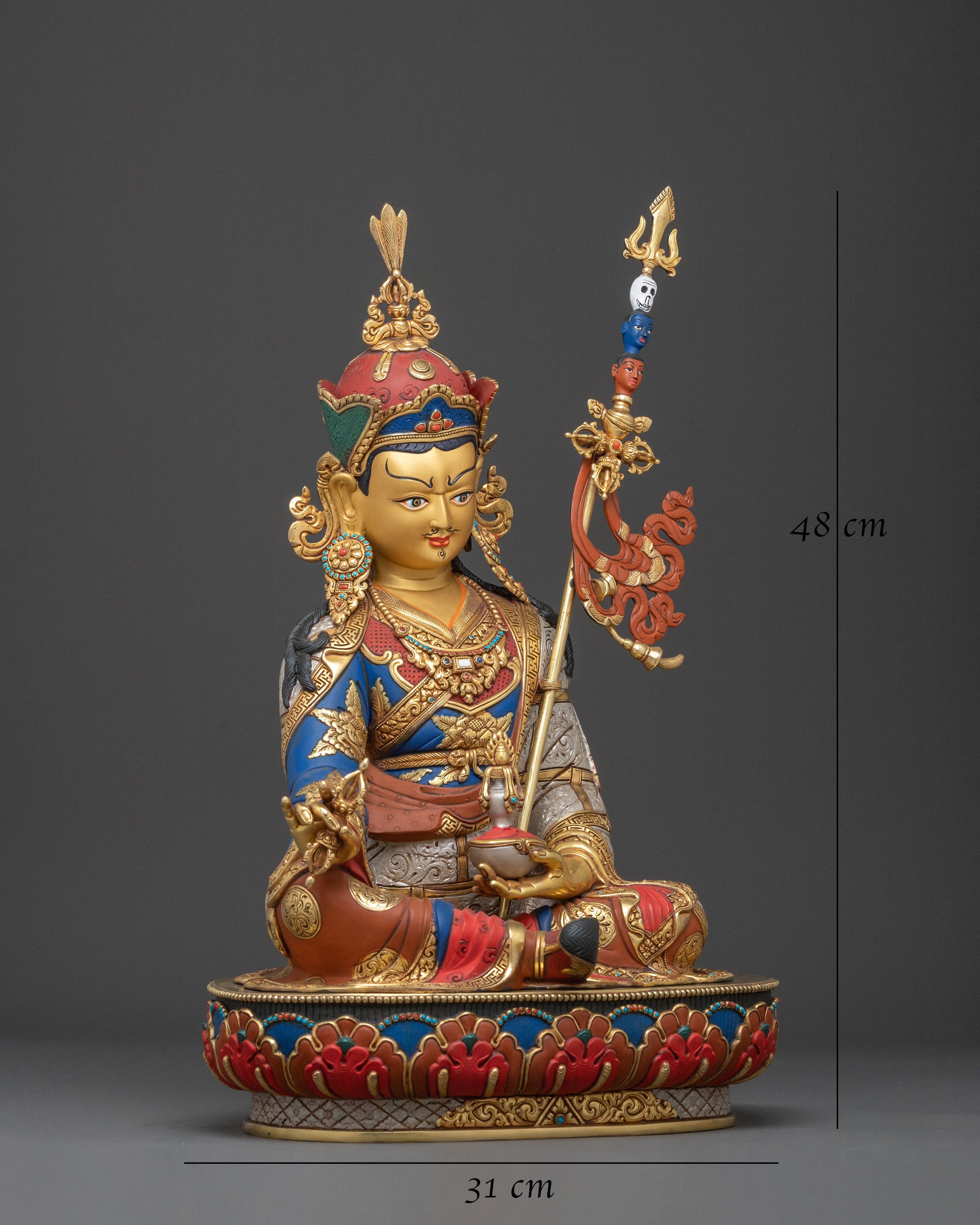 Divine Guru Rinpoche: 24K Gold Gilded Statue