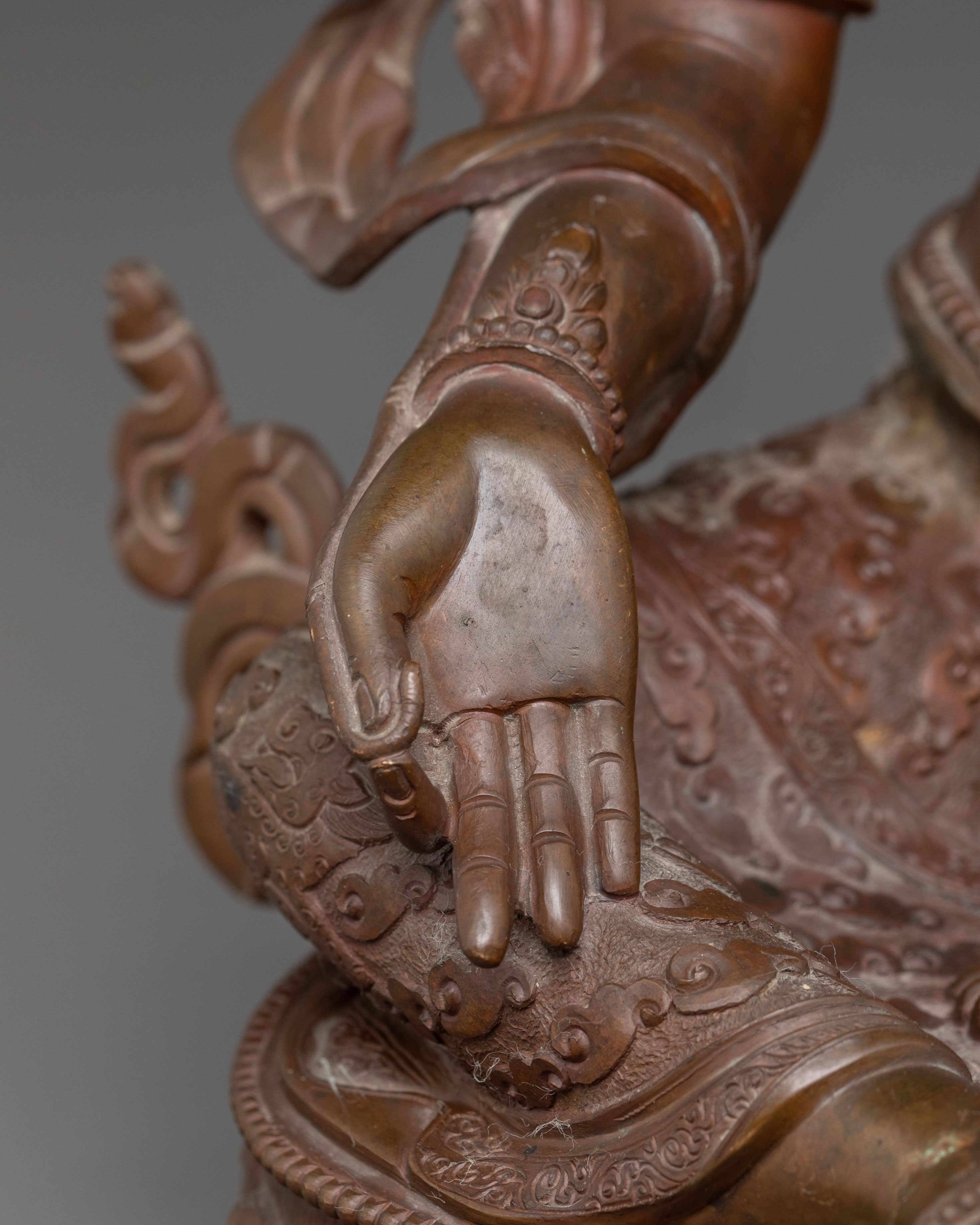 Green Tara Statue Buddhist Compassionate Mother - Antique Oxidized Copper