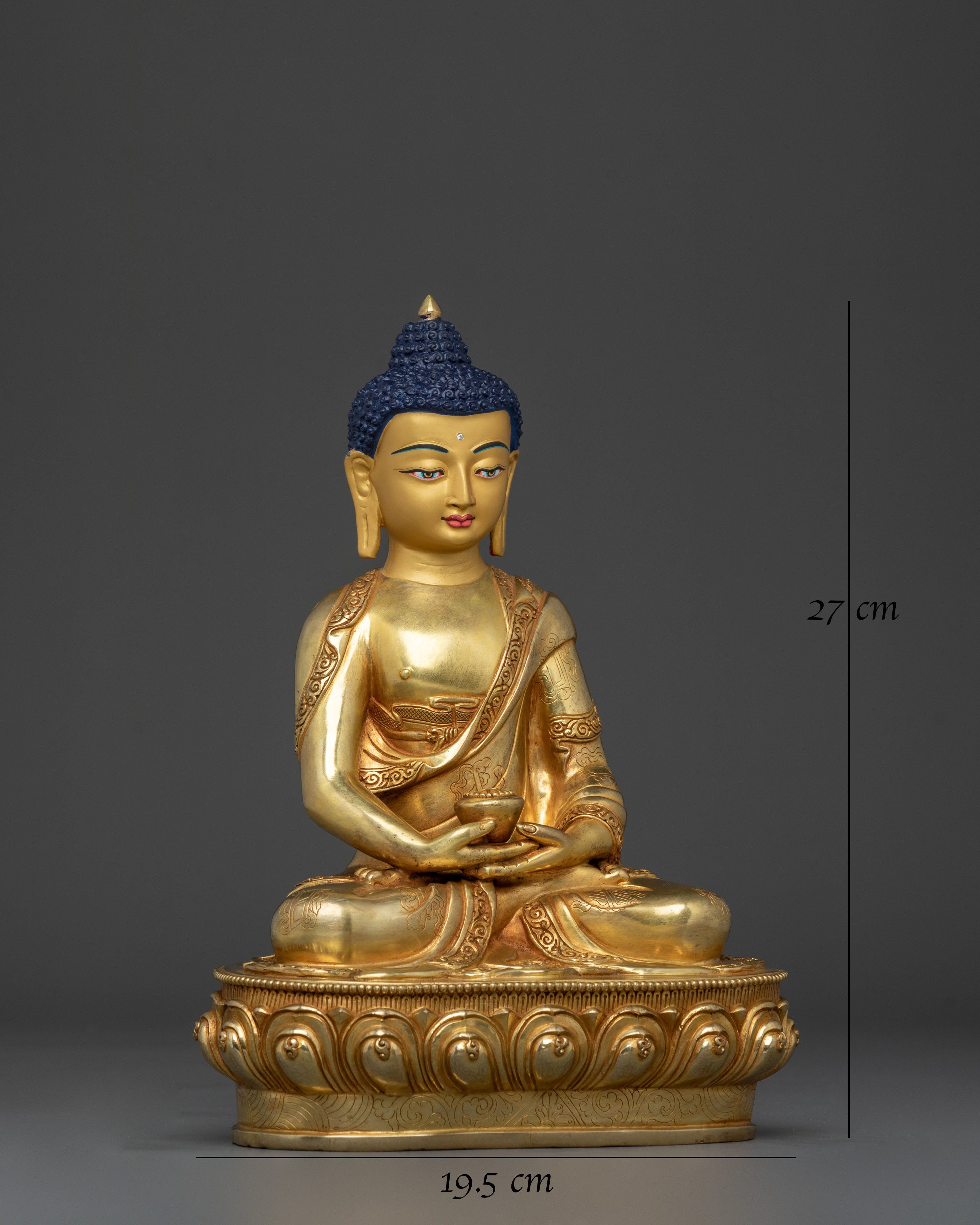 Amitabha Buddha Traditional Statue | 24K Gold Gilded Buddhist Sculpture