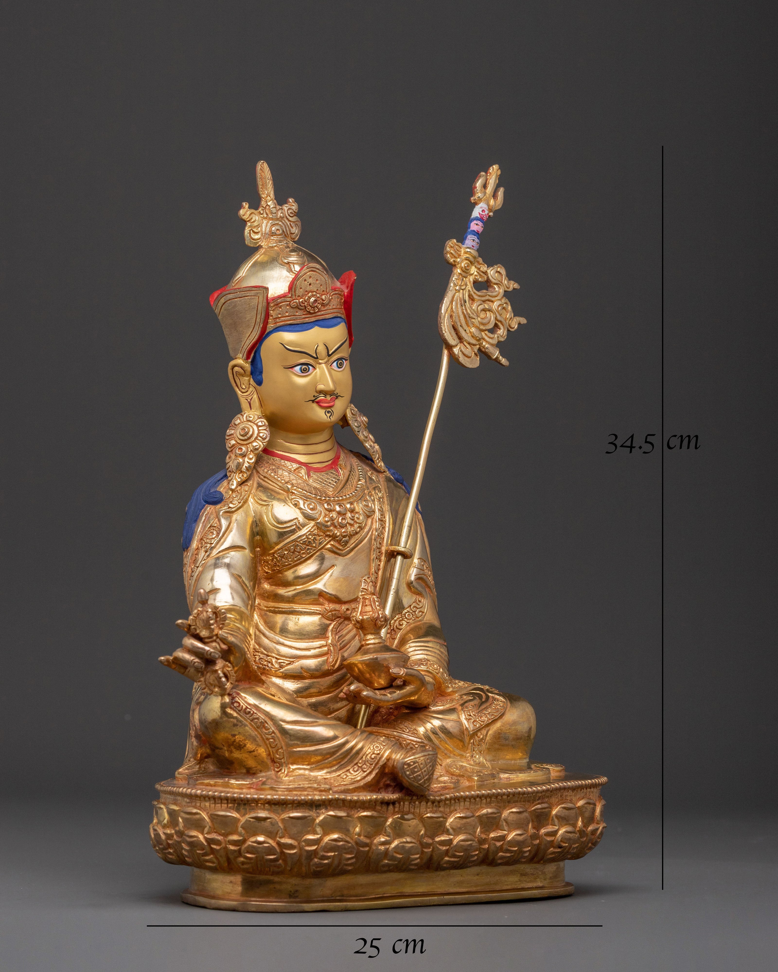Guru Rinpoche Statue | 24K Gold Gilded Figure