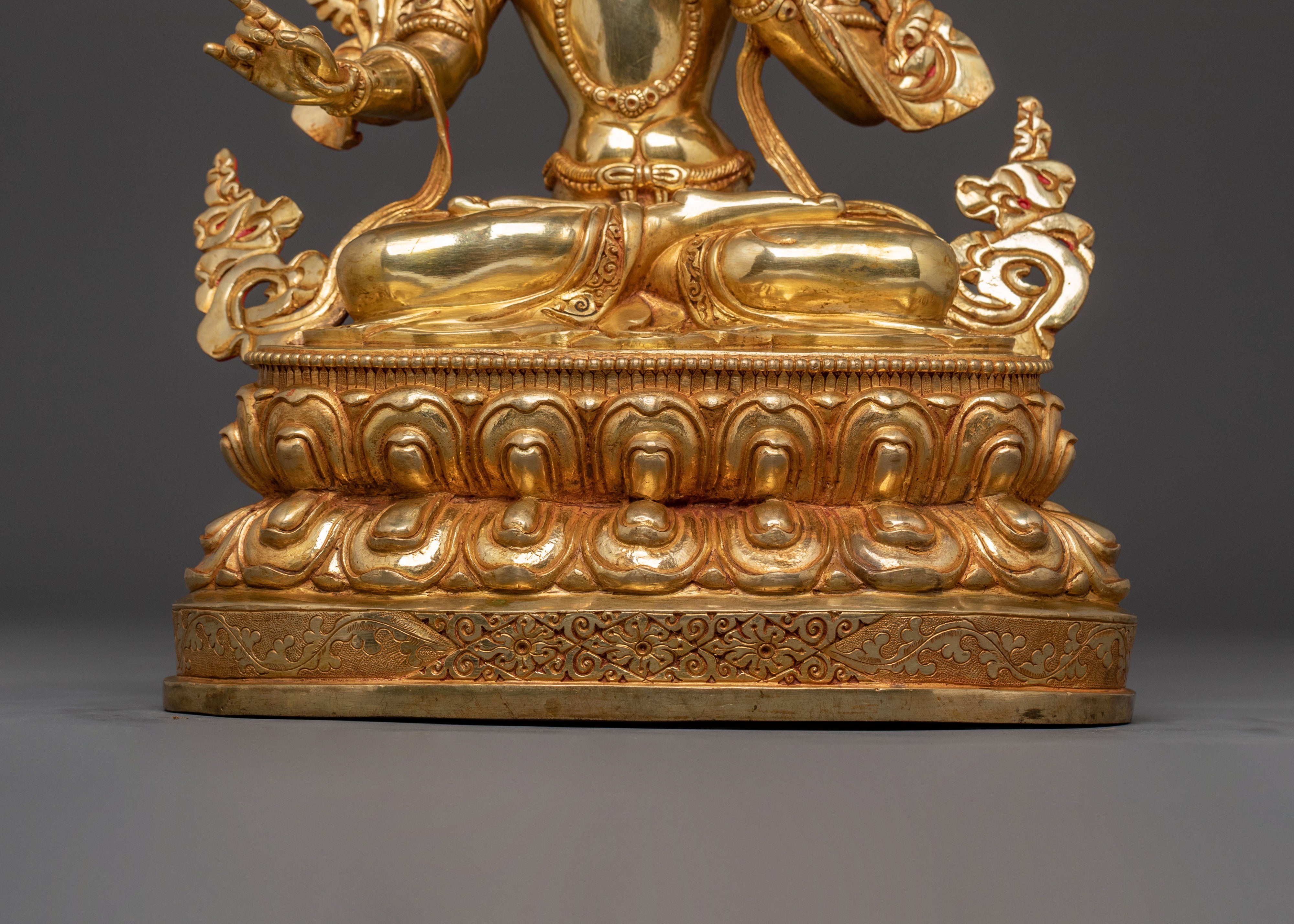 Avalokiteshvara Peaceful Deity Statue – 24K Gilded Copper Statue