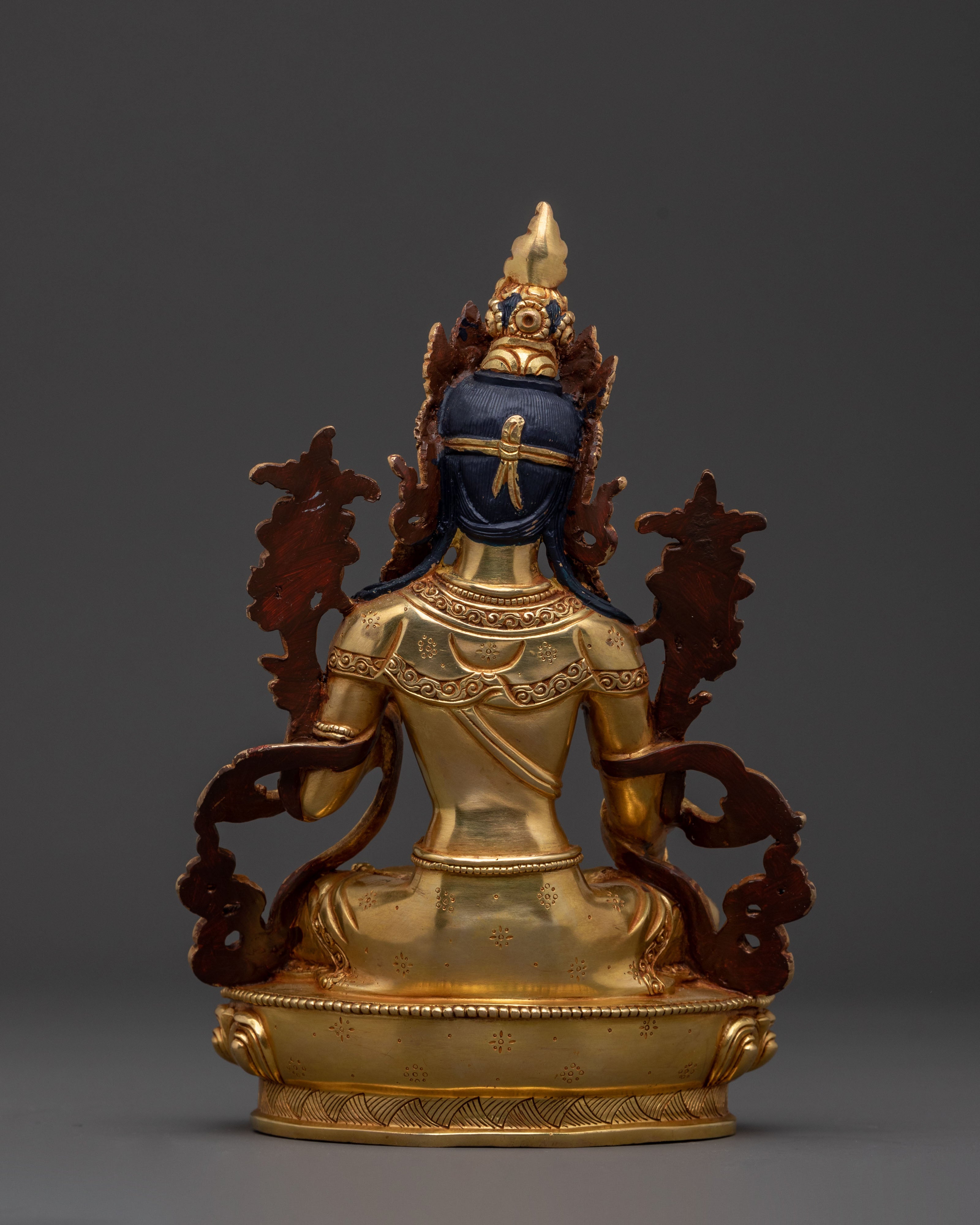 Handcrafted White Tara 24K Gold Gilded Statue